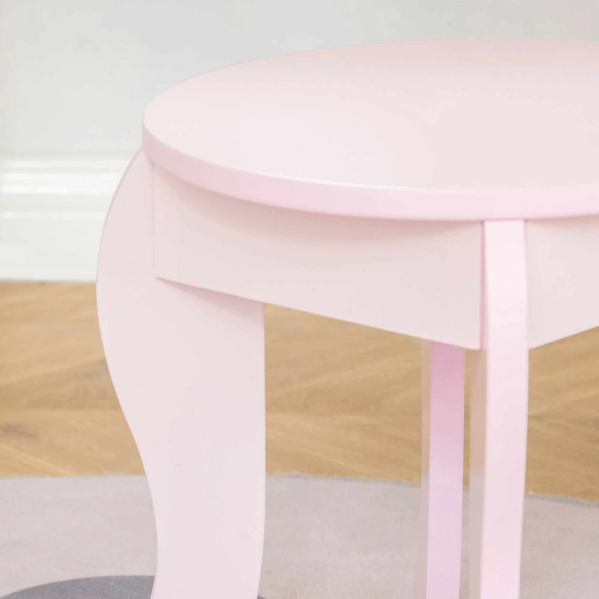 Kids Vanity Table & Stool Girls Dressing Set Make Up Desk Chair Dresser Play Set with Mirror Pink - Image 9