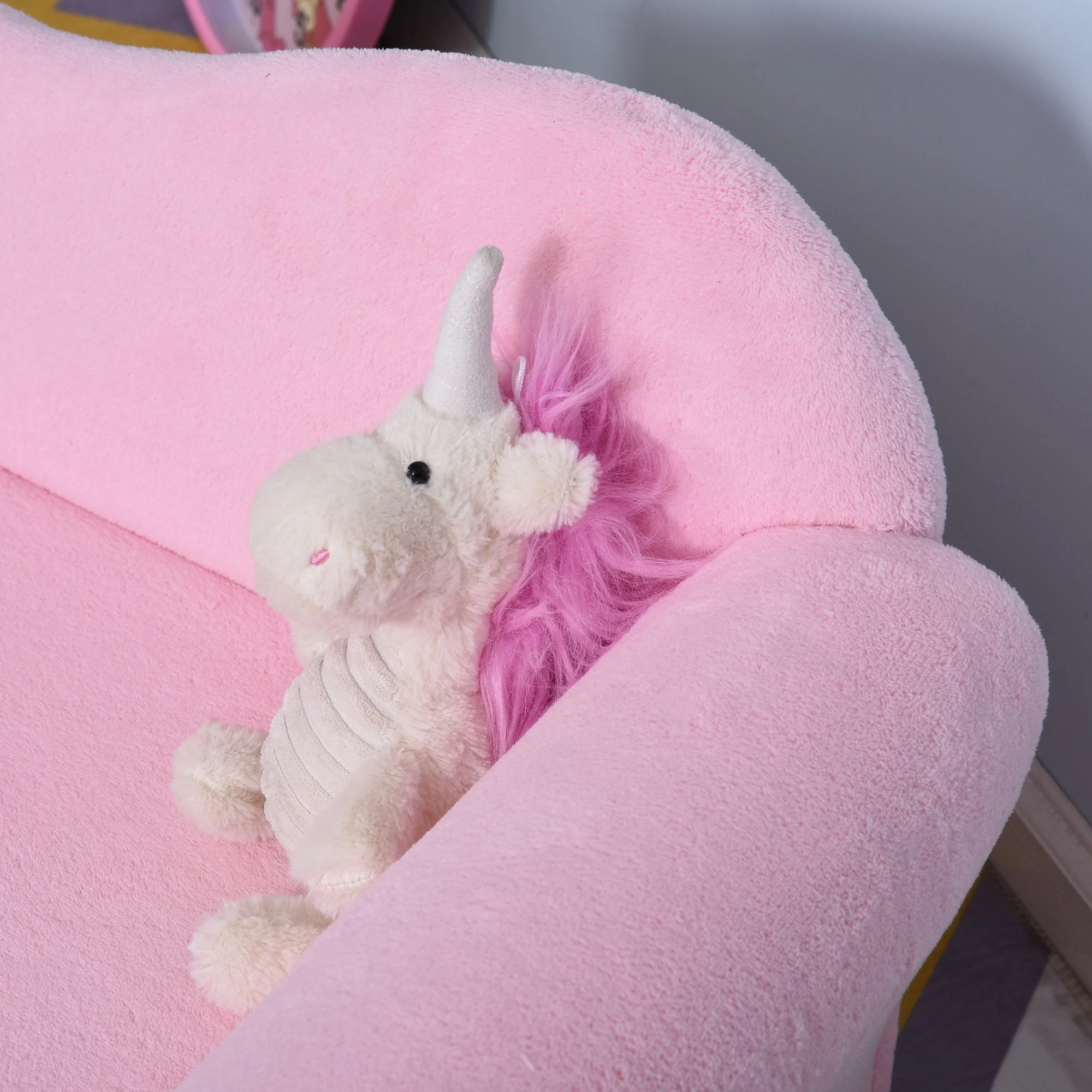 Kids Velvet-Like Chaise Lounge Pink - Image 7