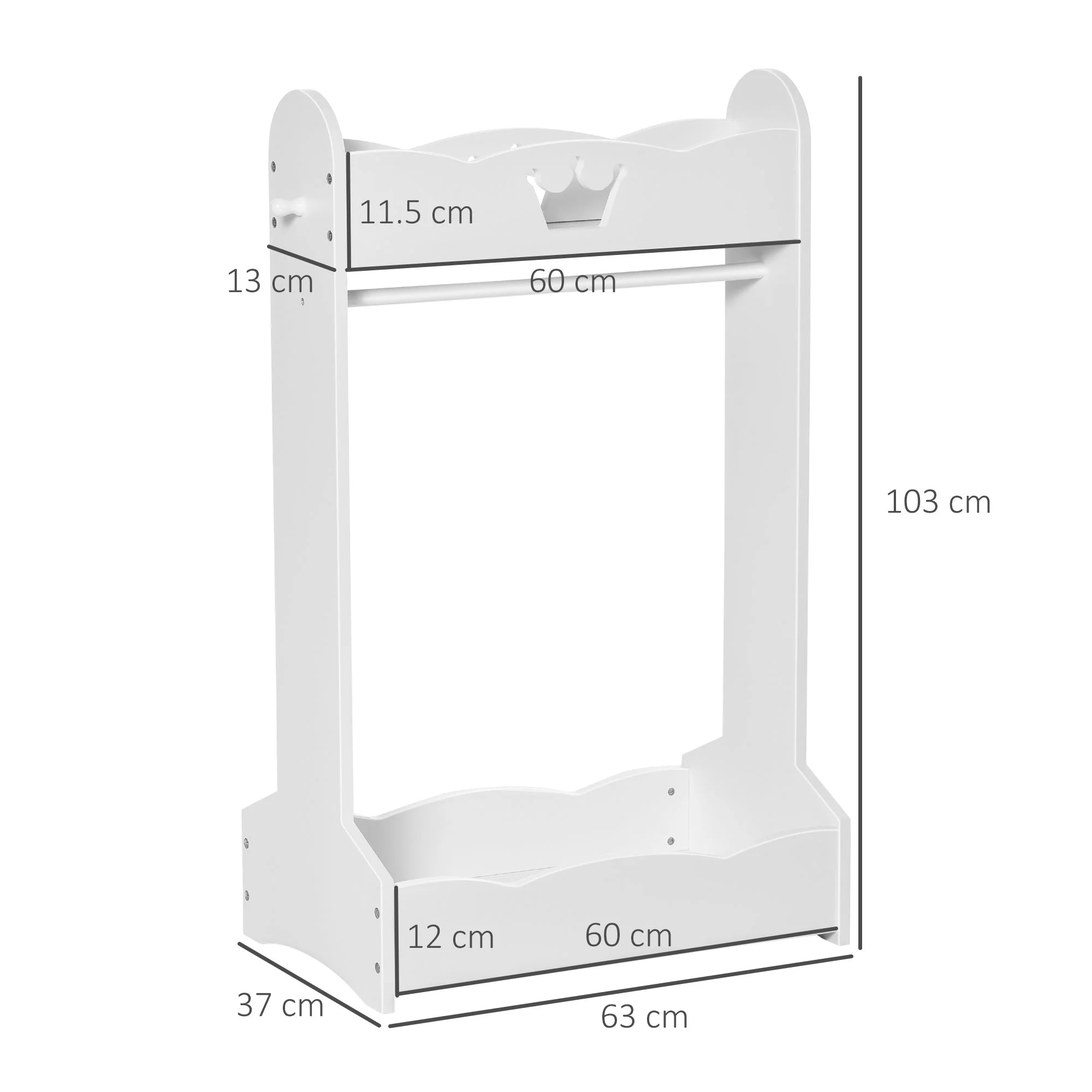 Kids Wood Clothes Rack Hall Tree with Storage Shelves Freestanding Wardrobe - Image 3