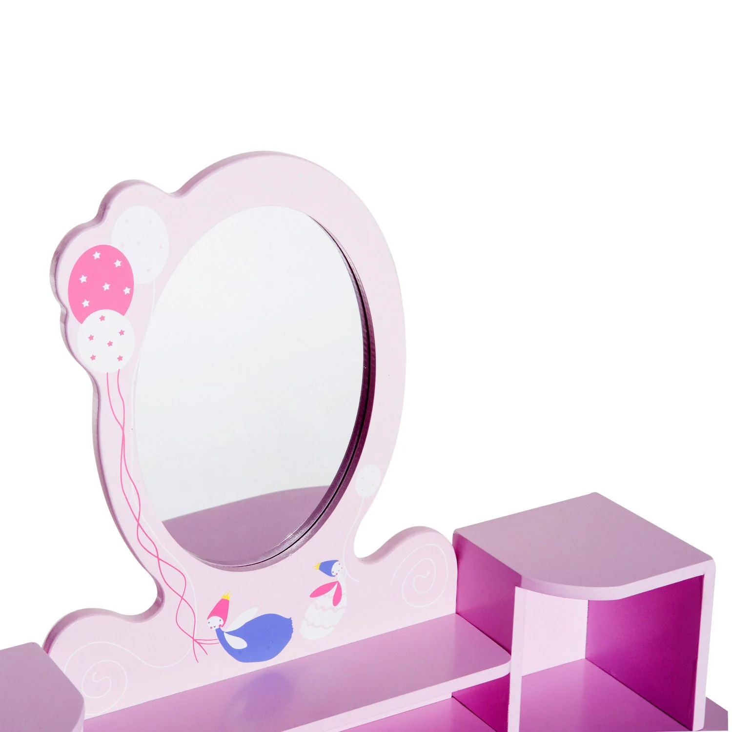 Kids Wooden Dressing Table and Stool Make Up Desk Pink - Image 8