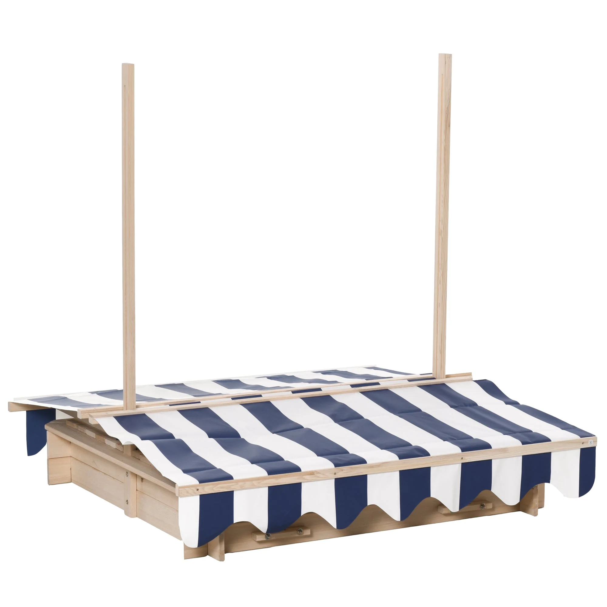 Kids Wooden Sand Pit with Lids Children Sandbox Height Adjustable Canopy for Garden - Image 8