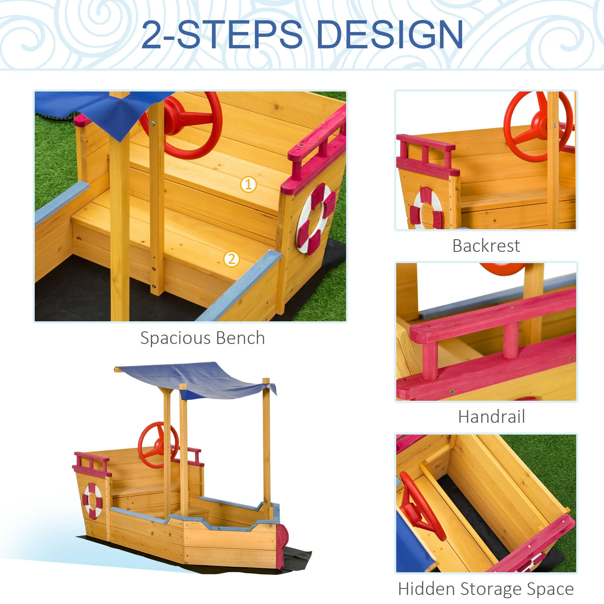 Kids Wooden Sandbox - Image 6