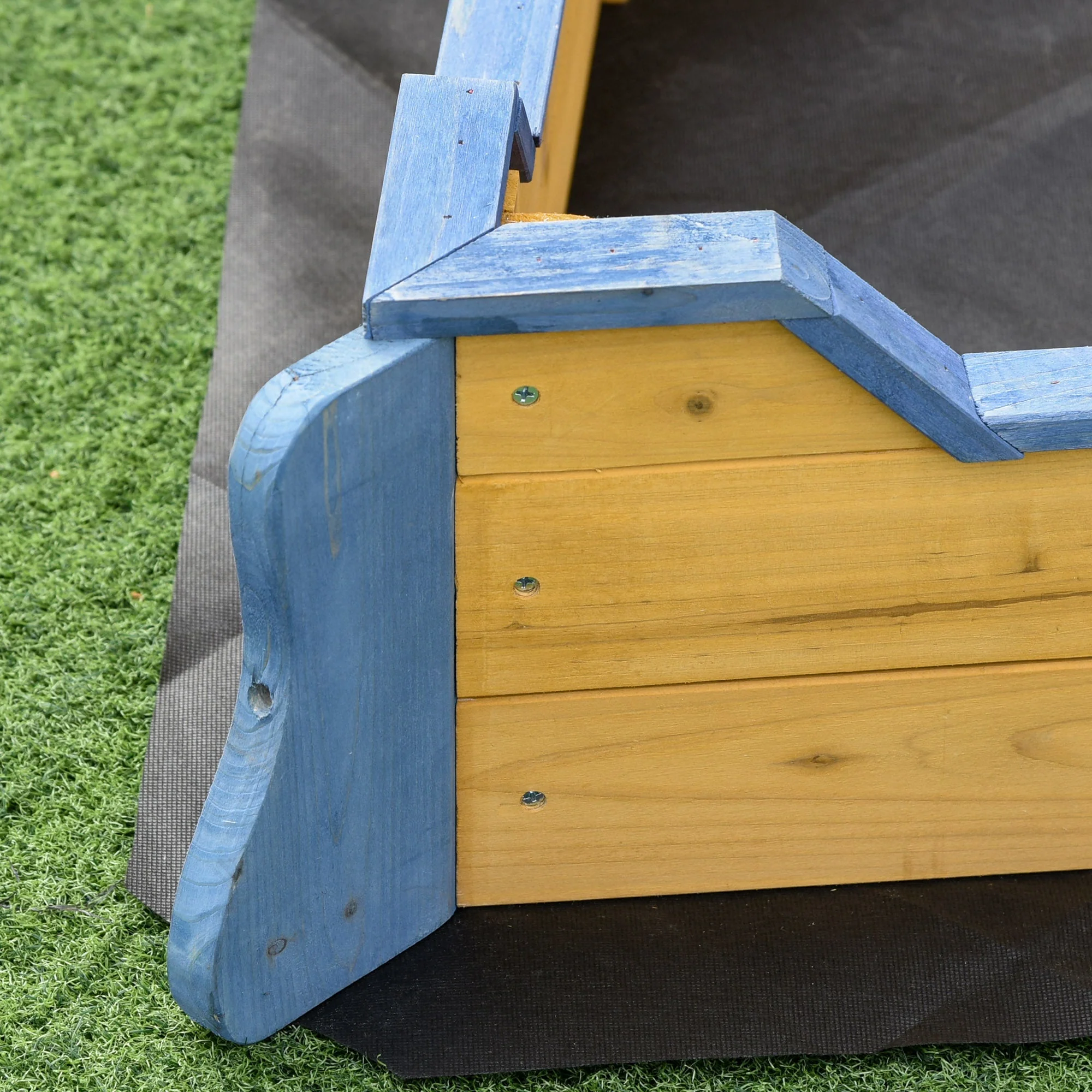 Kids Wooden Sandbox Pirate Ship Sandboat w/ Bench Seat Storage Space Cedar Wood - Image 7