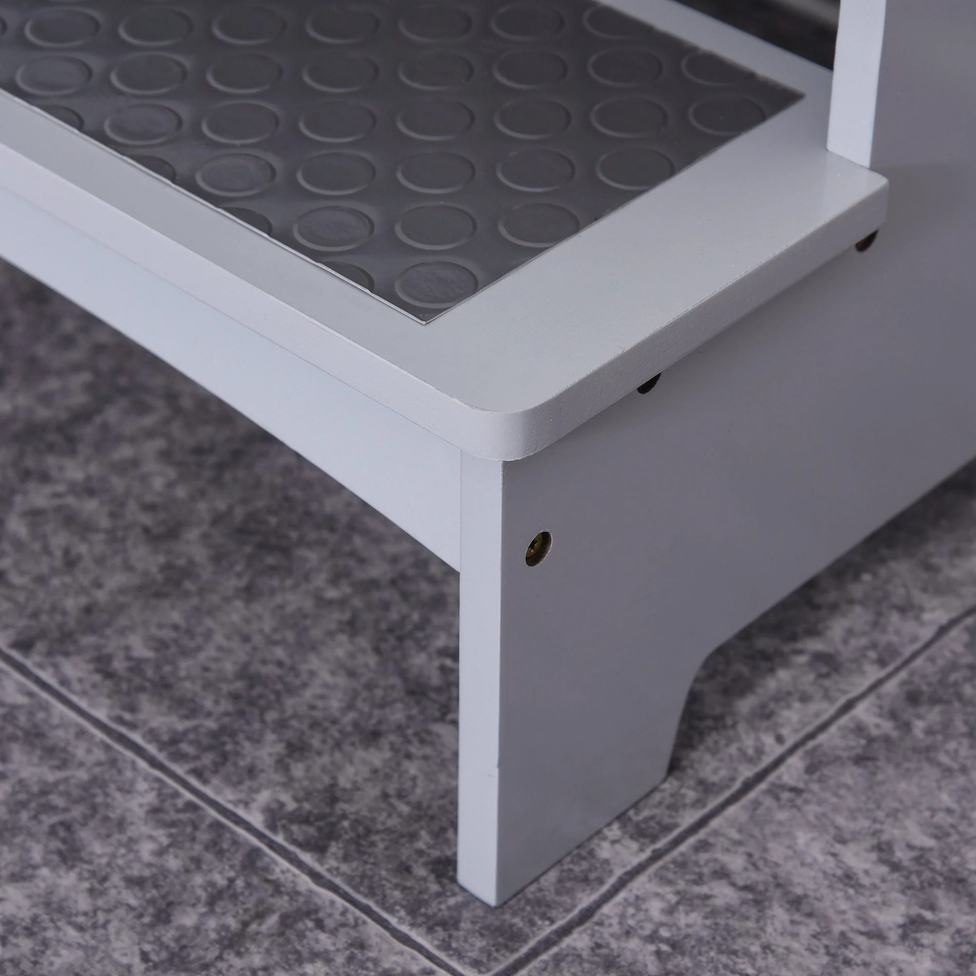Kids Wooden Step Stool Kitchen Helper w/ Non-Slip Panels Handles Child Toddler Home Help 3 - 8 Yrs Grey - Image 7