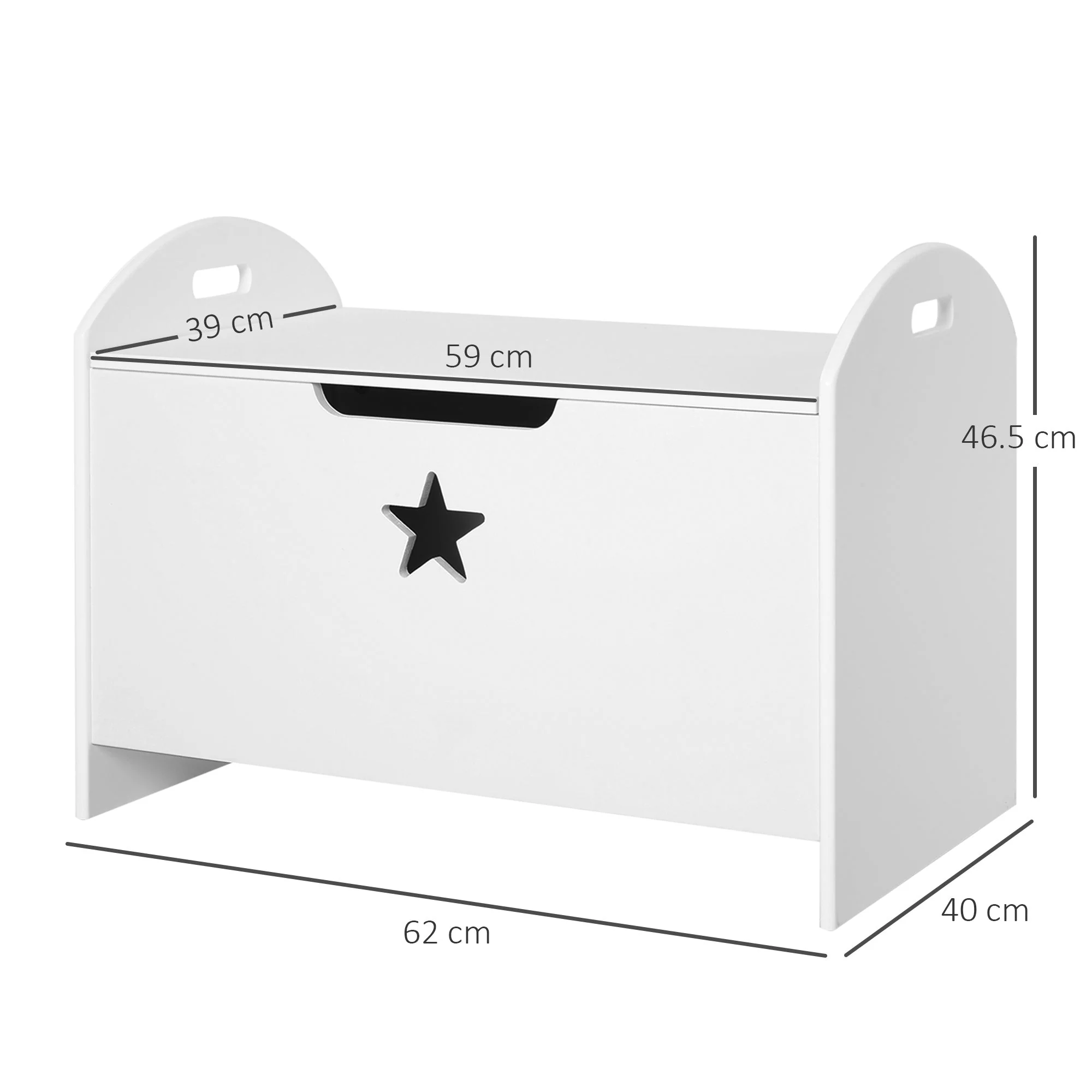 Kids Wooden Toy Box Organizer Children's Toy Storage with Lid Safety Hinge Side Handle Playroom Furniture White - Image 3