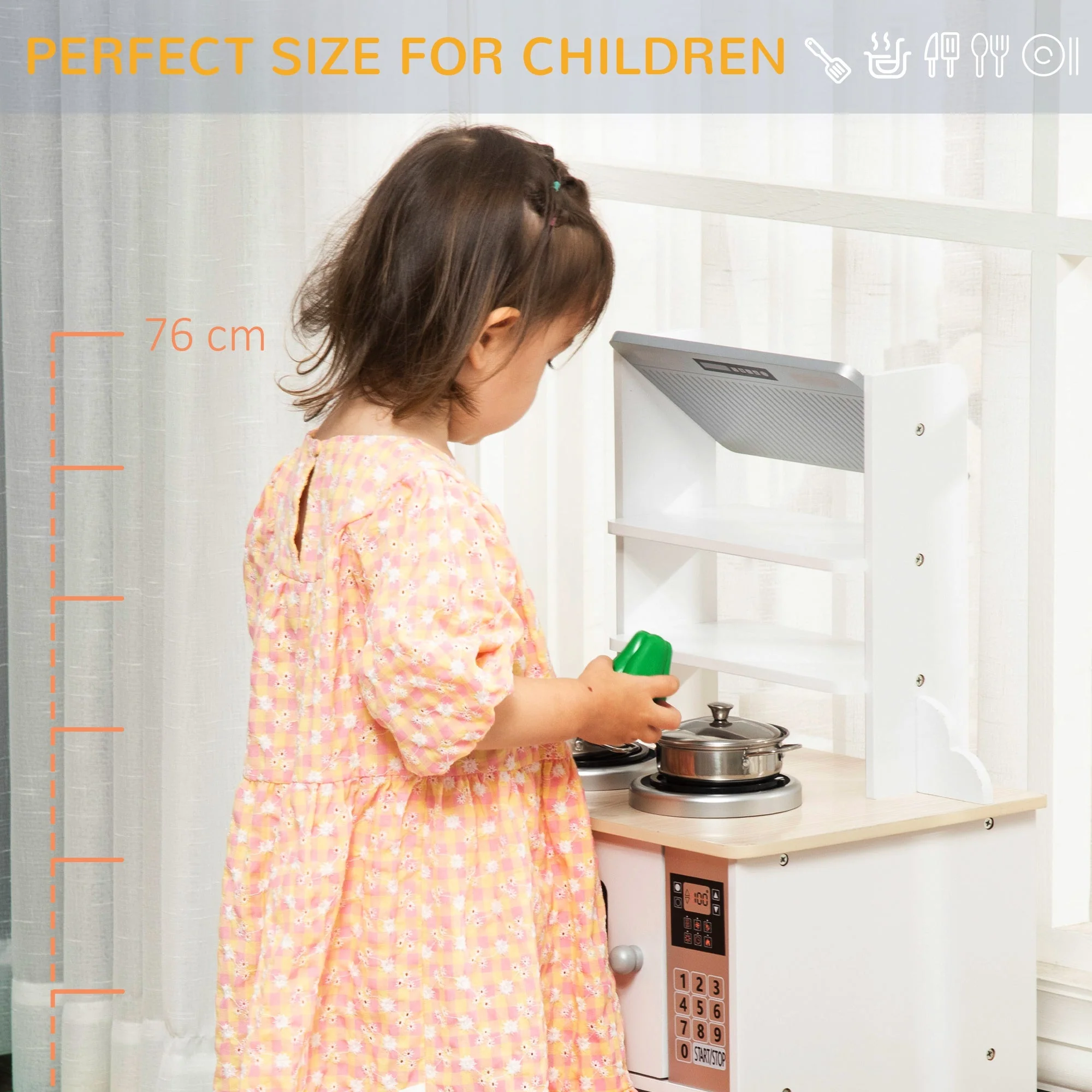 Kids Wooden Toy Kitchen Play Cooking Set Pretend Role Playset - Image 7