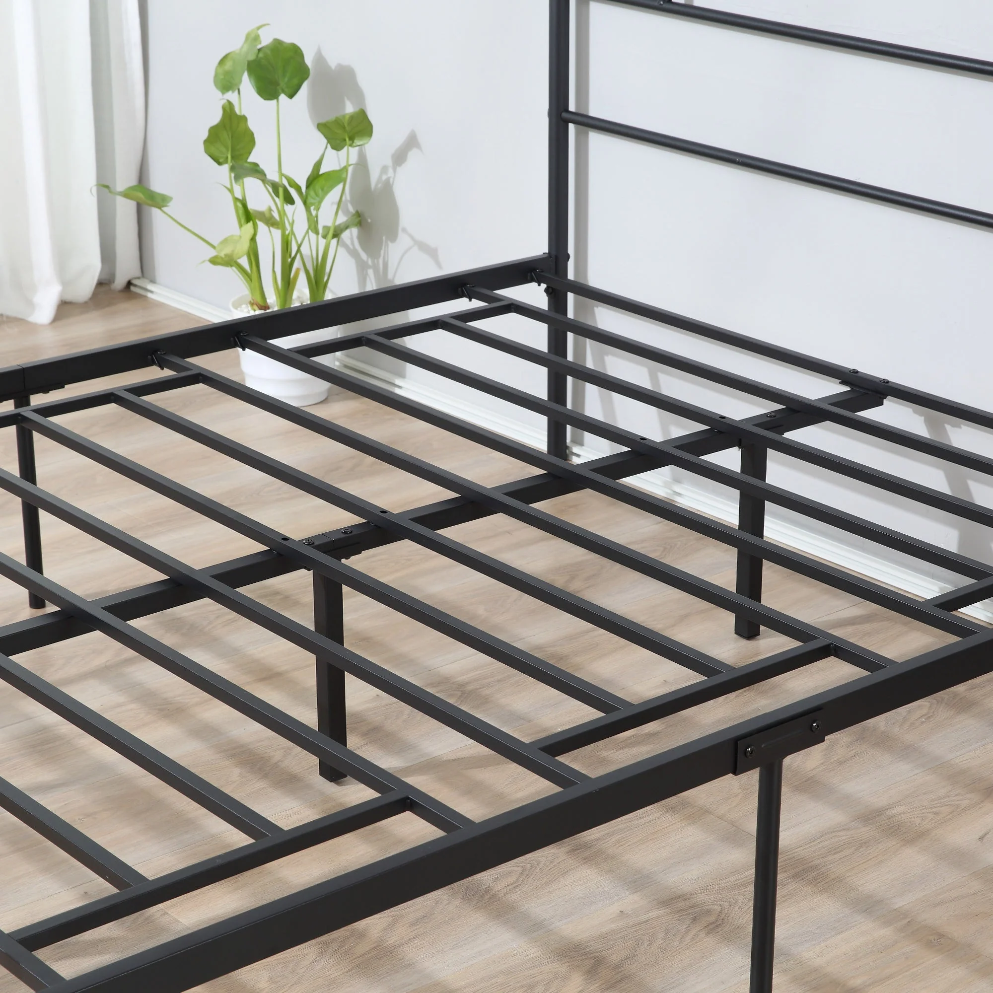 King Metal Bed Frame Solid Bedstead Base with Headboard and Footboard - Image 9
