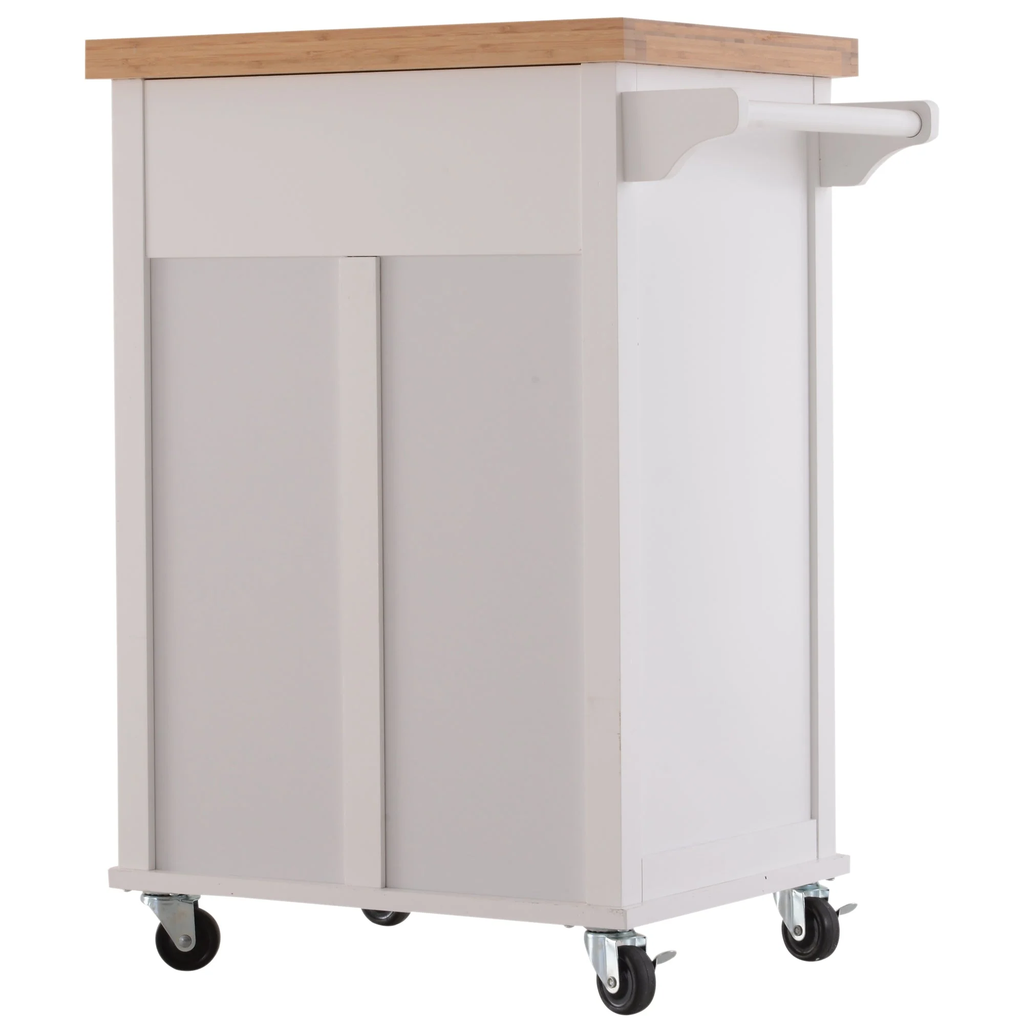 Kitchen Cart Storage Trolley Wooden Cabinet with Drawer Cupboard Towel Rail White - Image 6