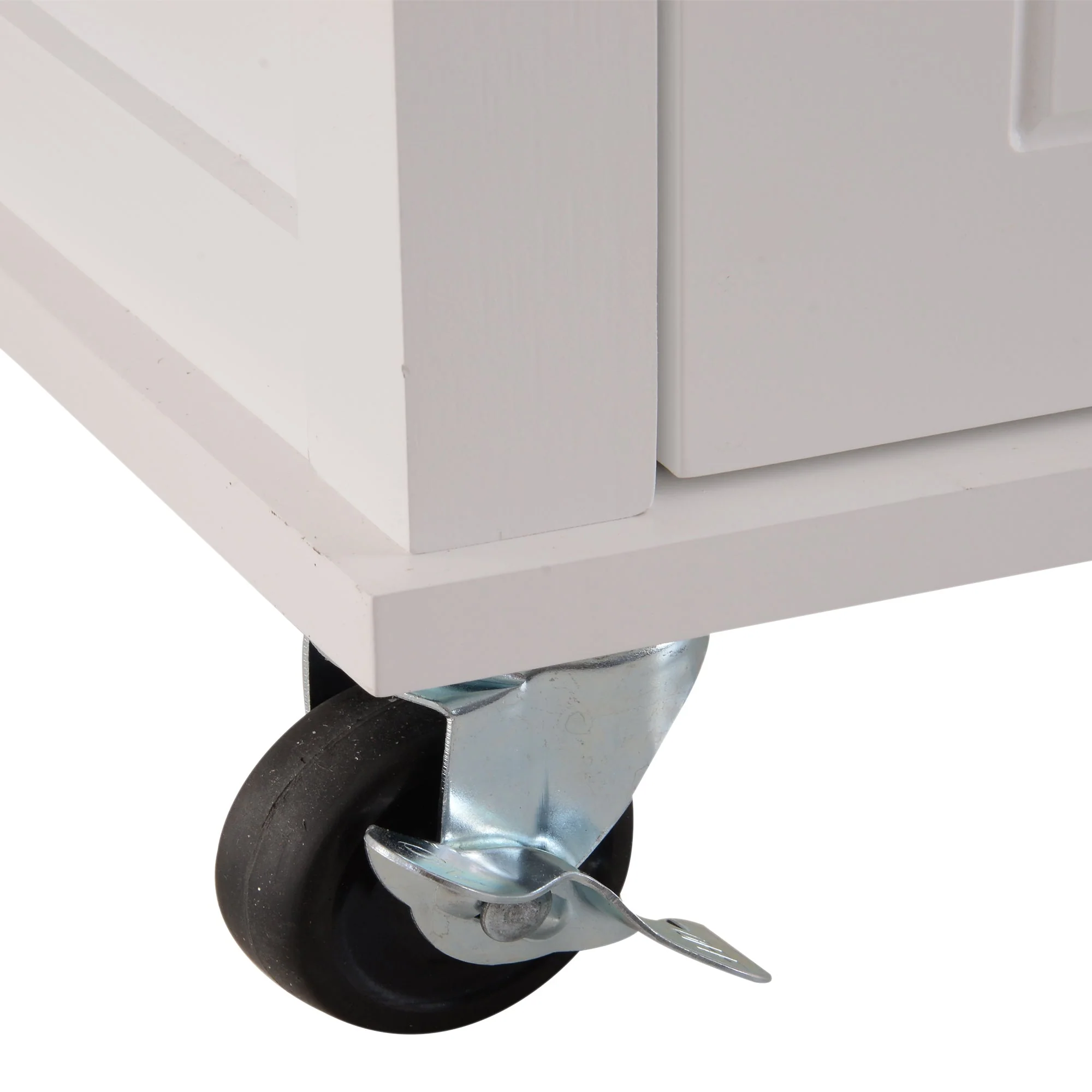 Kitchen Cart Storage Trolley Wooden Cabinet with Drawer Cupboard Towel Rail White - Image 7