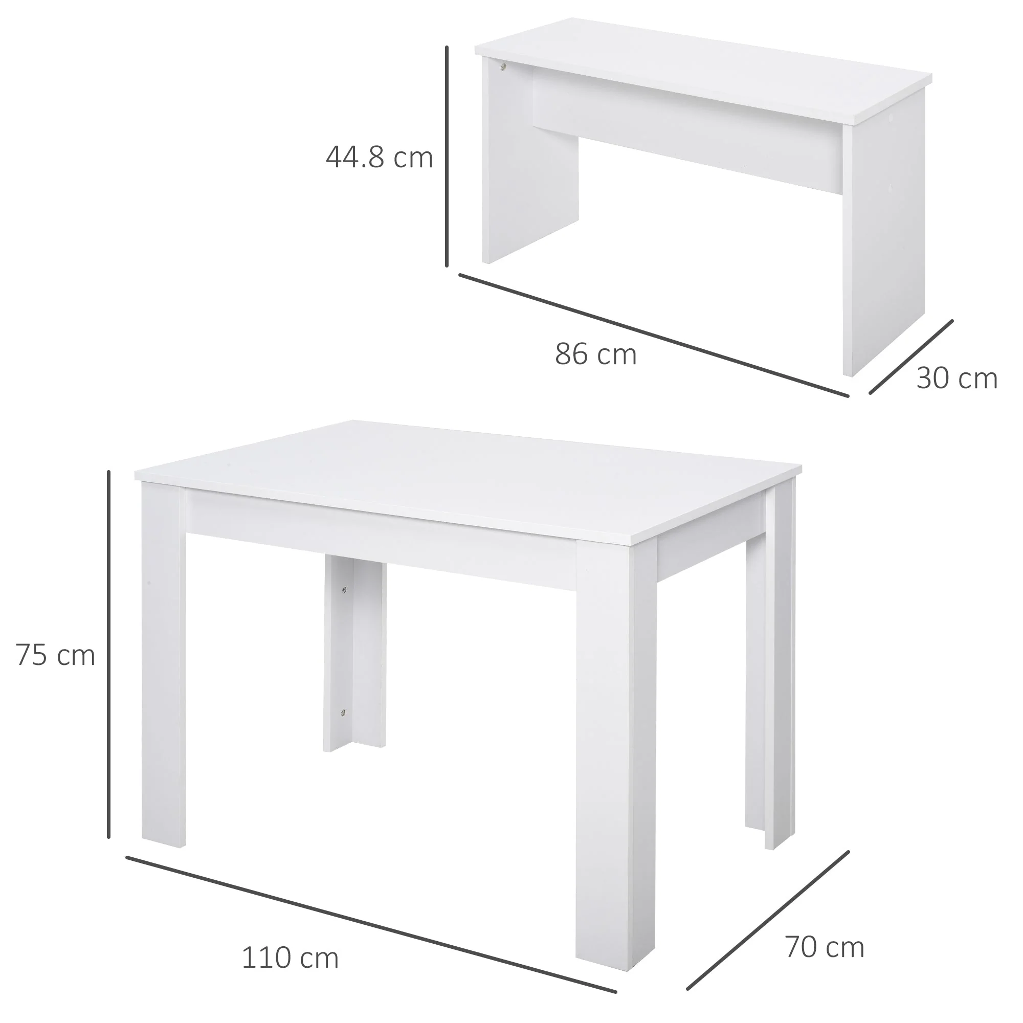 Kitchen Dining Table and 2 Benches Set - Image 3