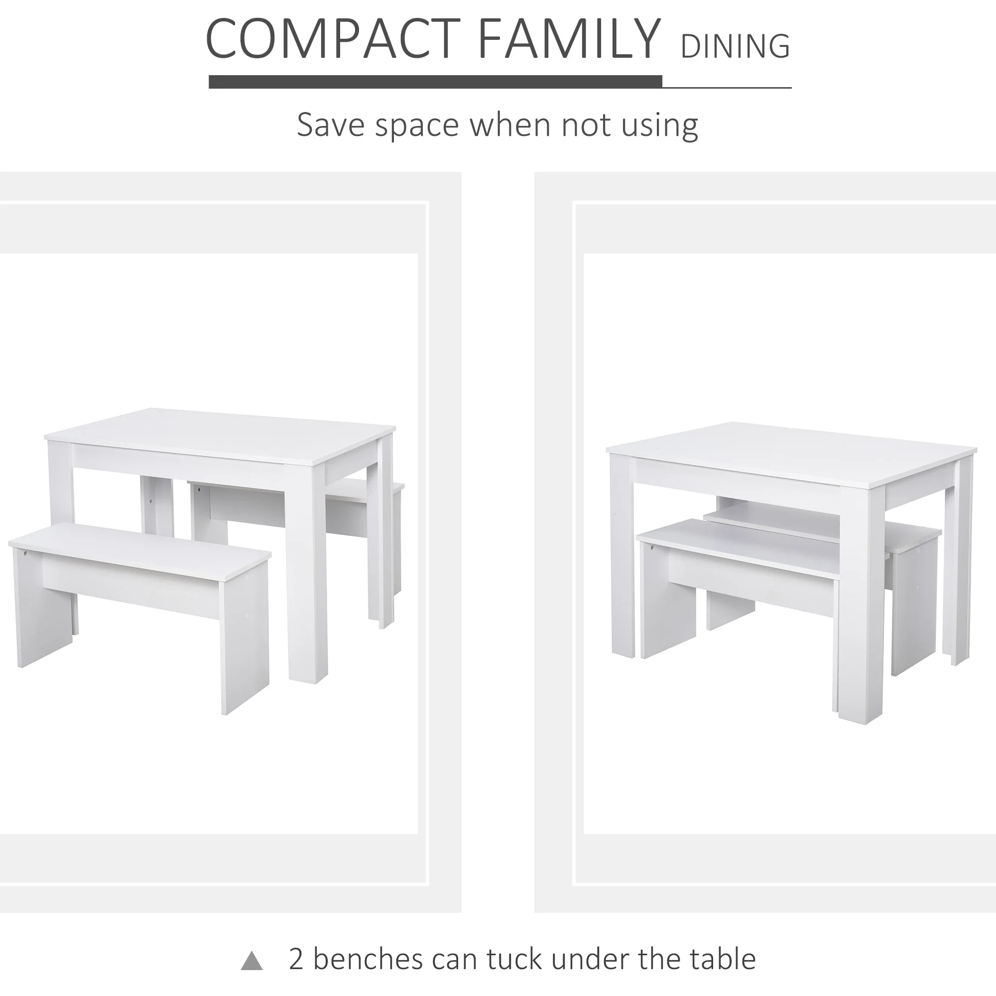 Kitchen Dining Table and 2 Benches Set - Image 5