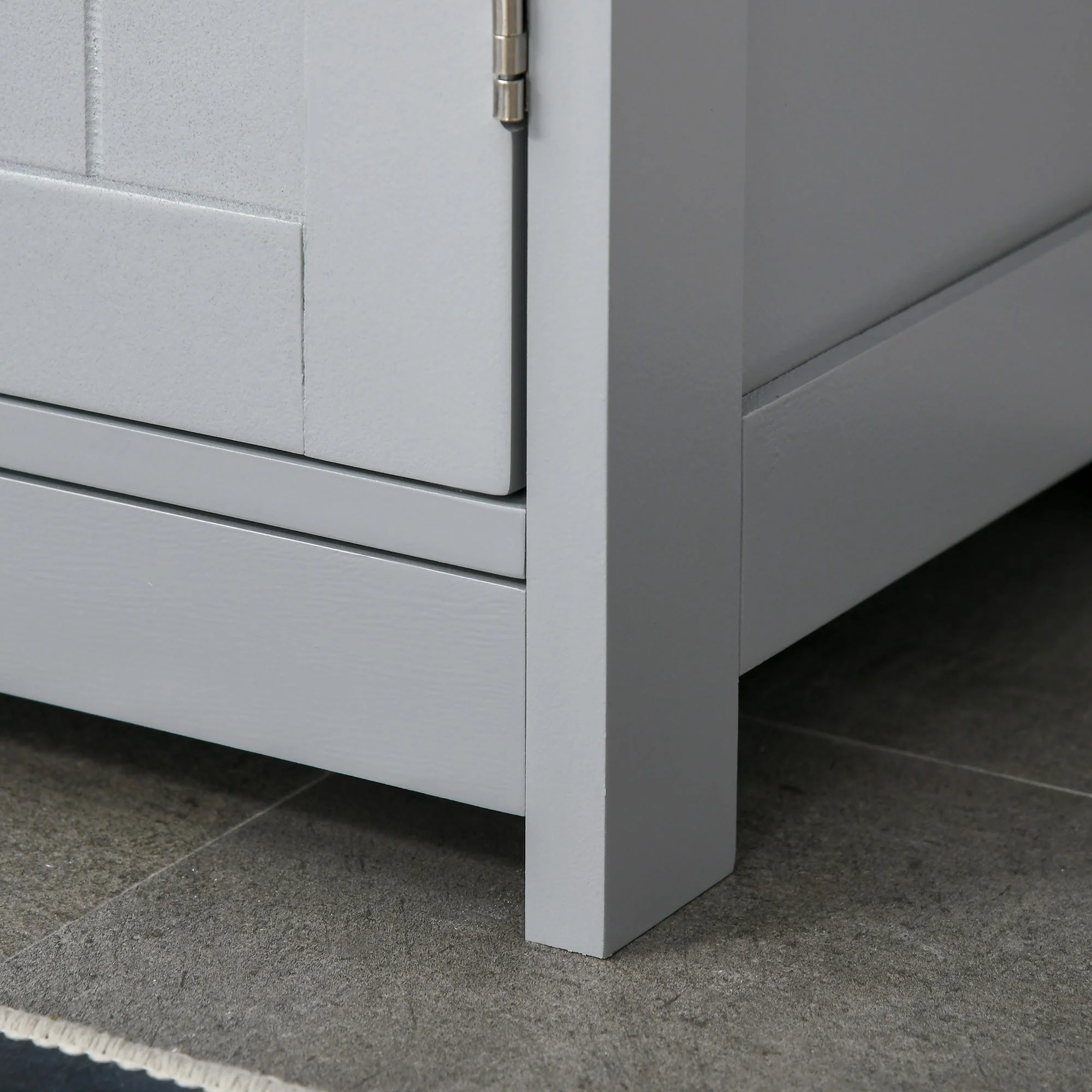 kleankin 60x60cm Under-Sink Storage Cabinet w/ Adjustable Shelf Handles Drain Hole Bathroom Cabinet Space Saver Organizer Grey - Image 9