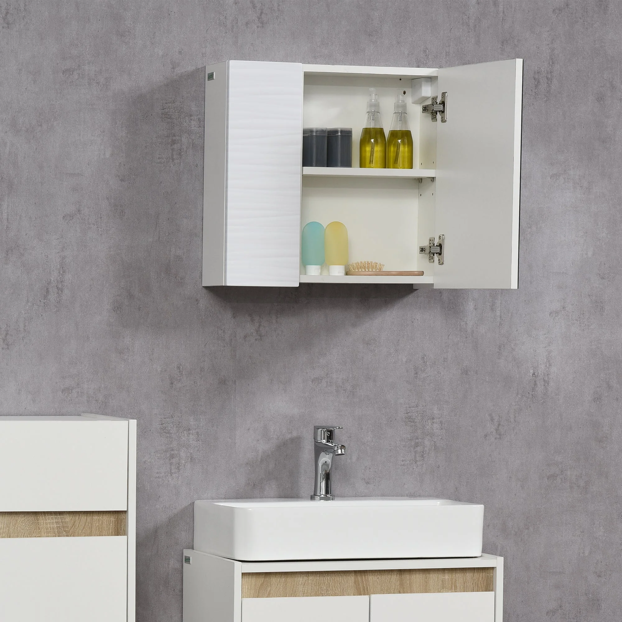 kleankin Bathroom Cabinet with Mirror - Image 7