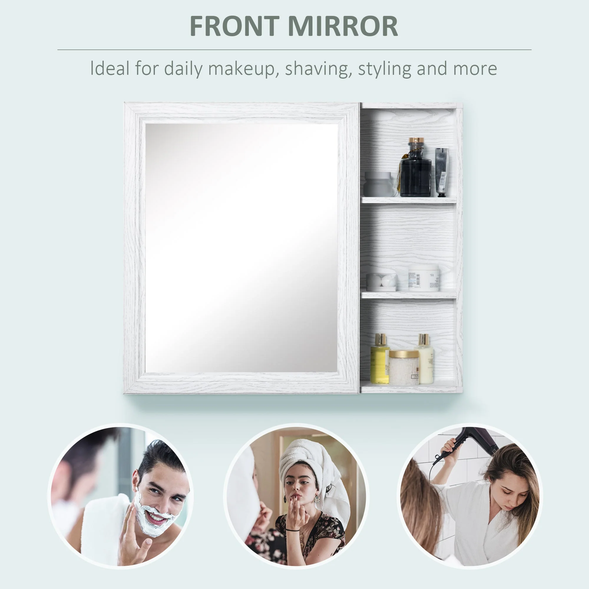 kleankin Bathroom Cabinet with Mirror - Image 6