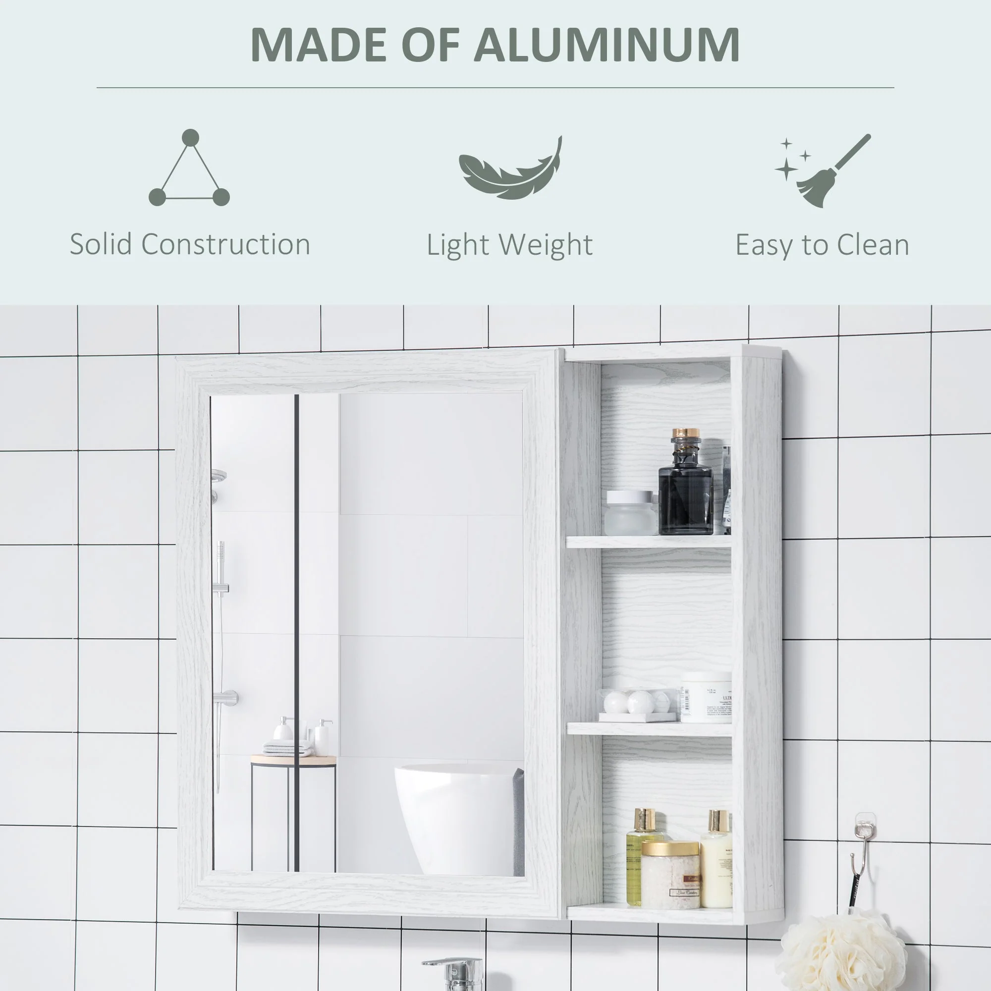kleankin Bathroom Cabinet with Mirror - Image 7