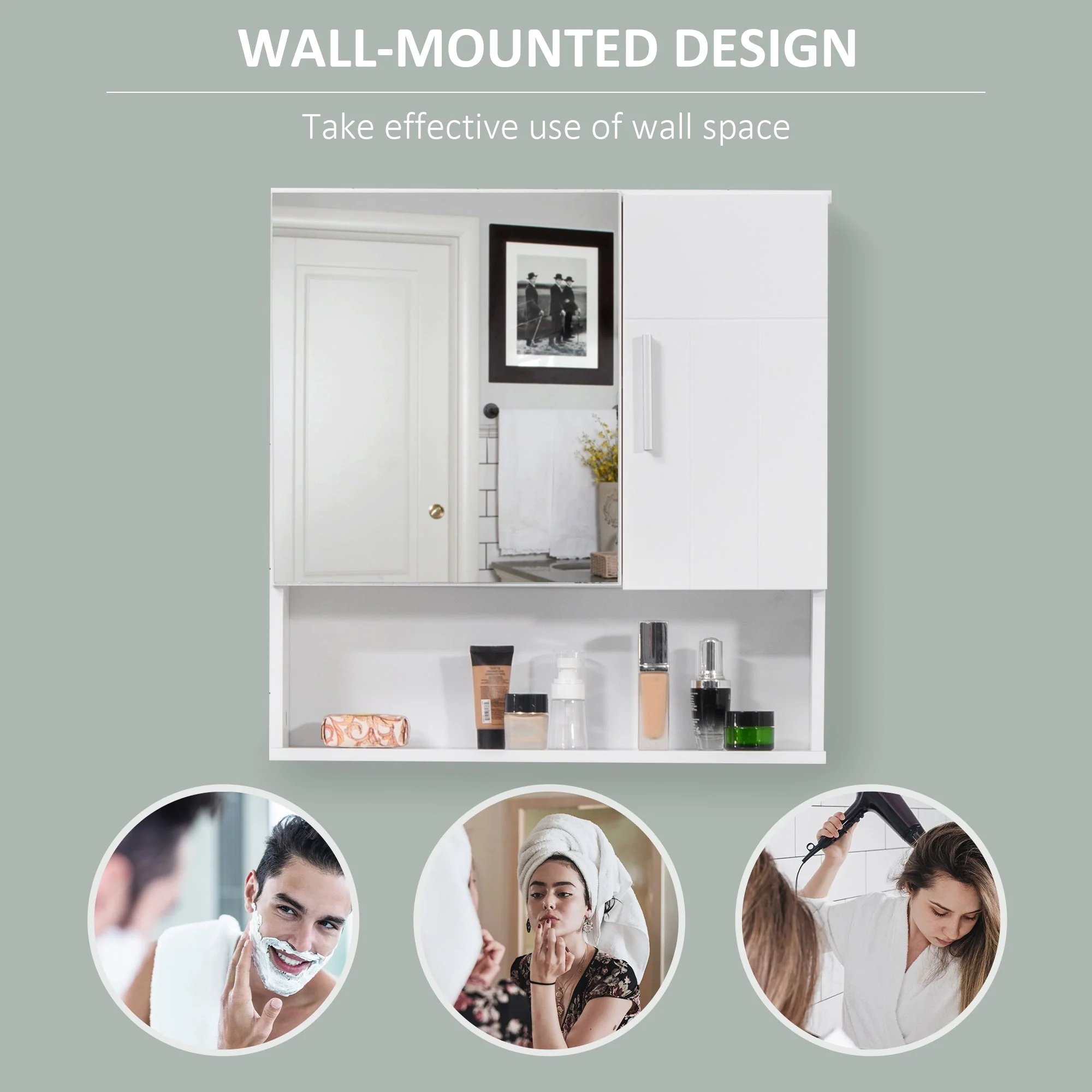 kleankin Bathroom Mirror Cabinet - Image 4