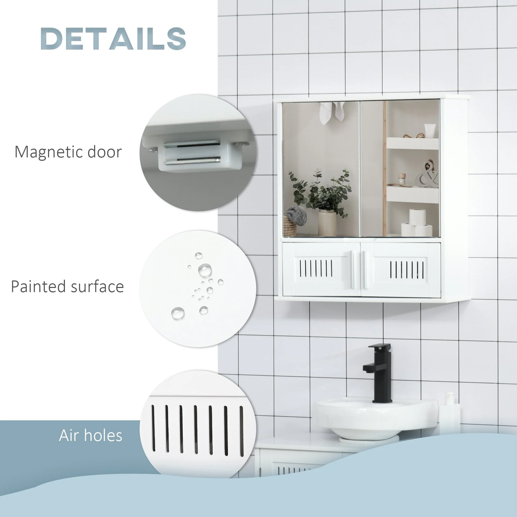 kleankin Bathroom Mirror Cabinet - Image 6