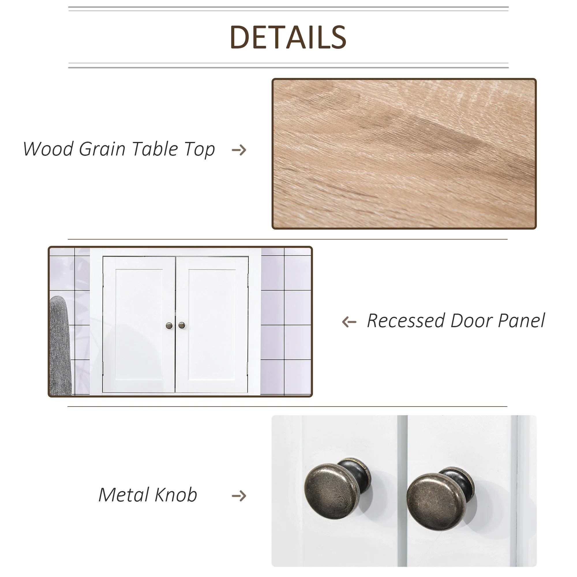 kleankin Bathroom Pedestal Under Sink Cabinet Storage Standing Unit w/ 2 Door Space Saver - Image 7