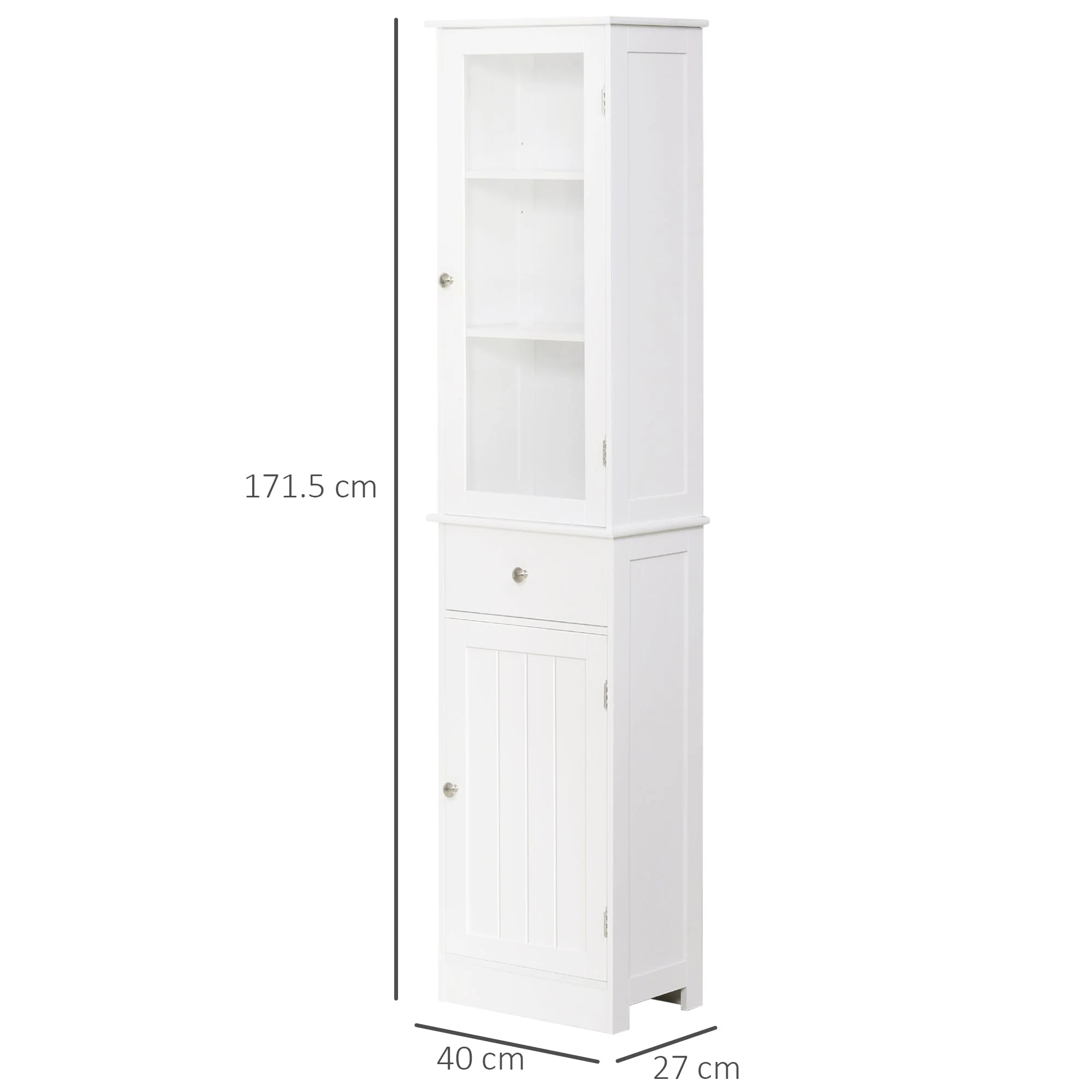 kleankin Bathroom Storage Cabinet with 3-tier Shelf Drawer Door - Image 3