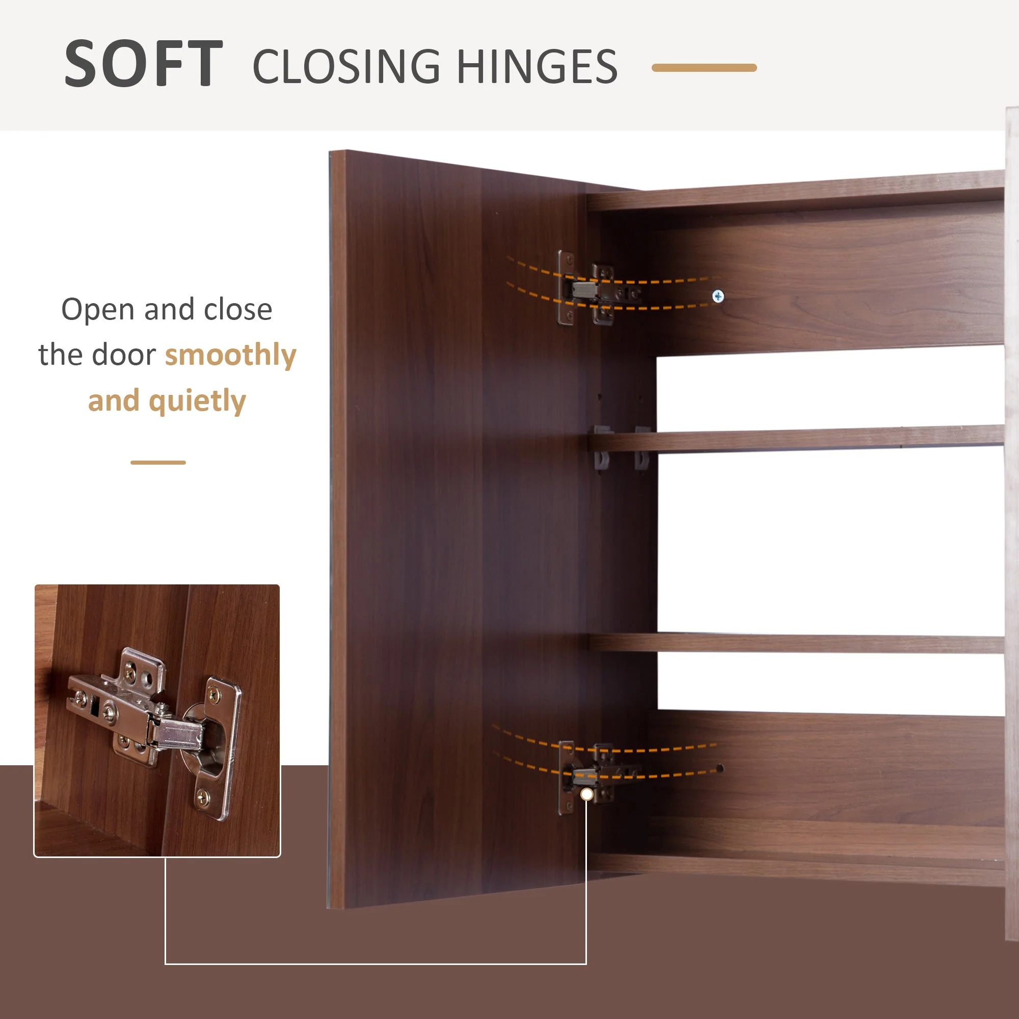 kleankin Double Door Bathroom Mirror Cabinet - Image 5