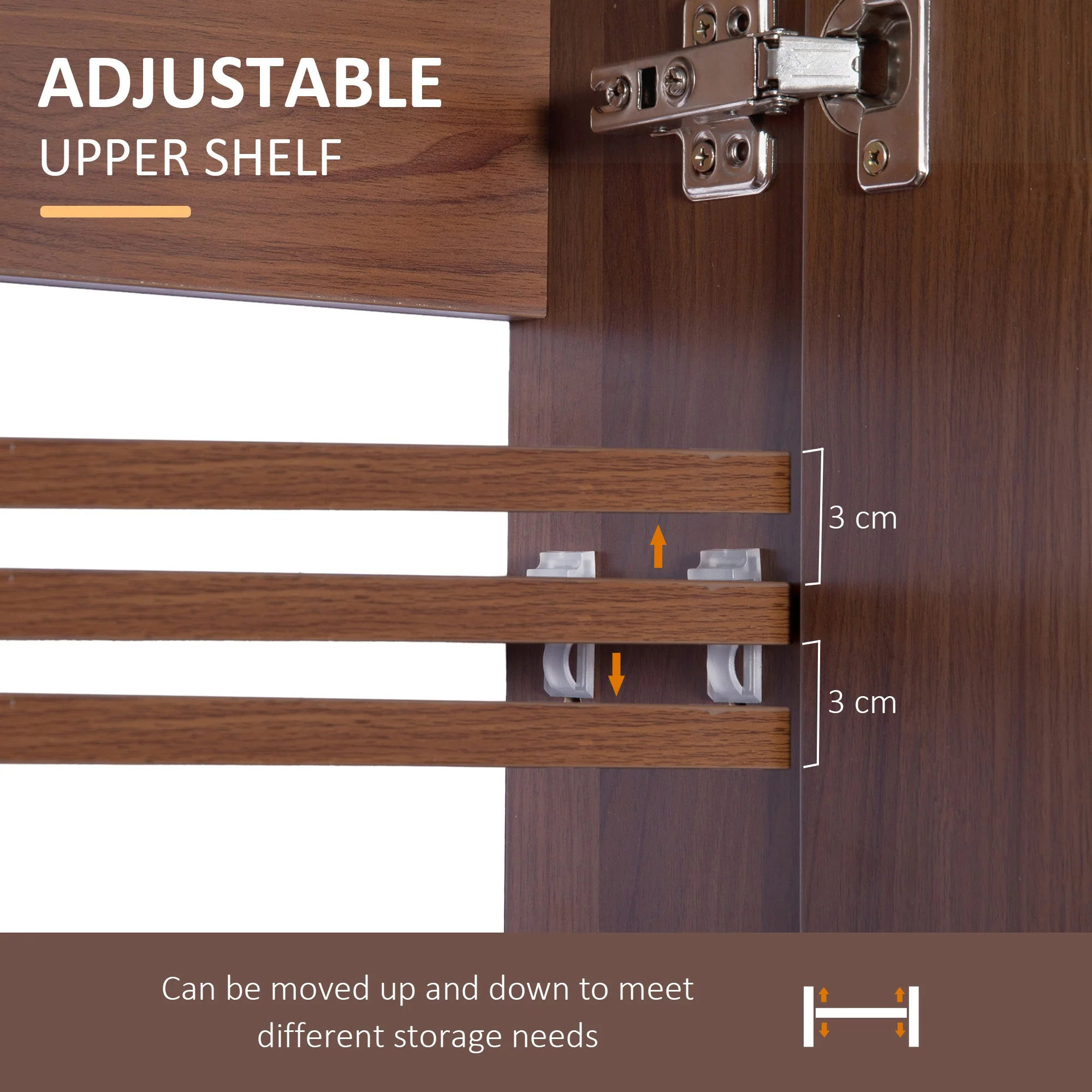 kleankin Double Door Bathroom Mirror Cabinet - Image 7