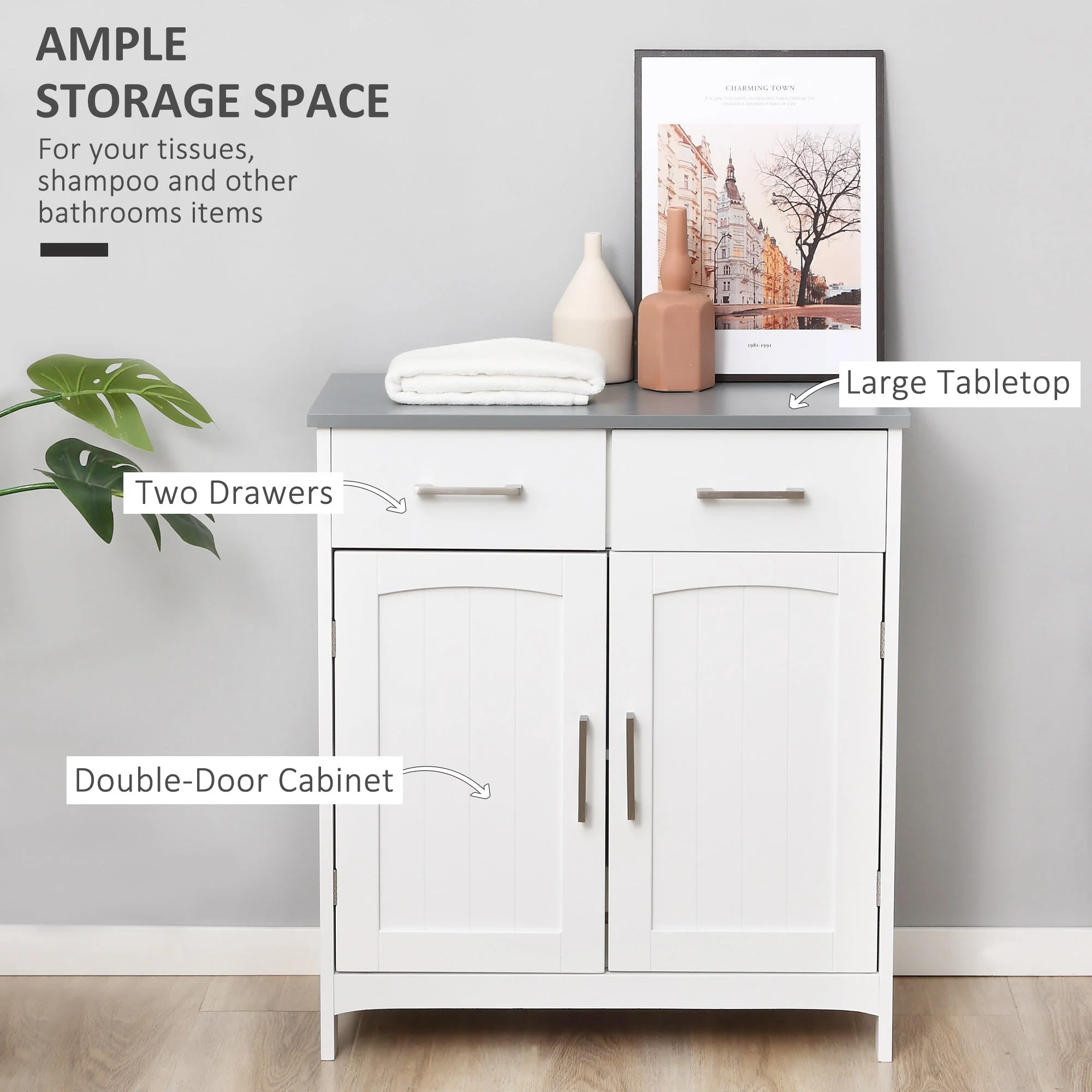 kleankin Freestanding Bathroom Cabinet - Image 3