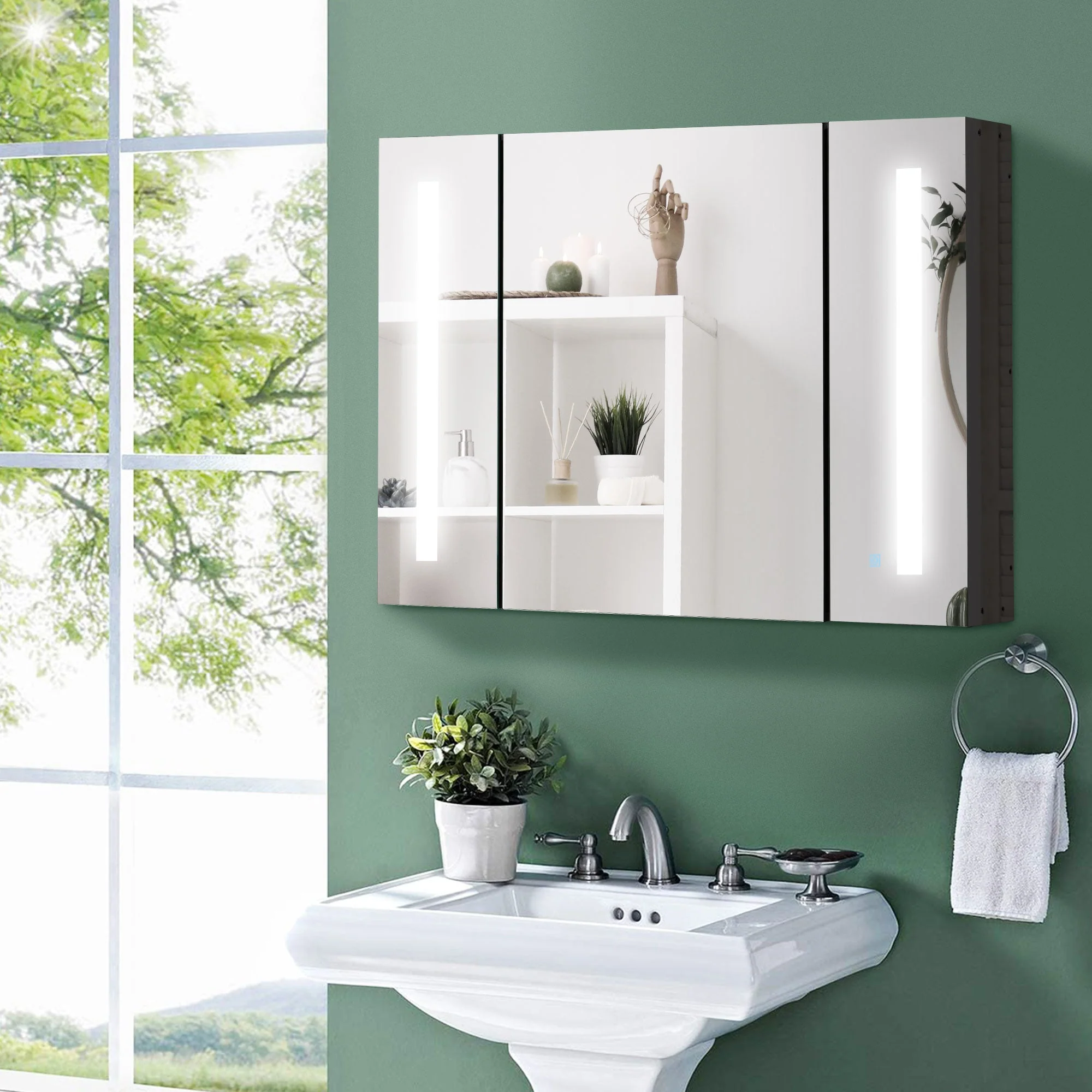 kleankin LED Bathroom Cabinet with Mirror - Image 2