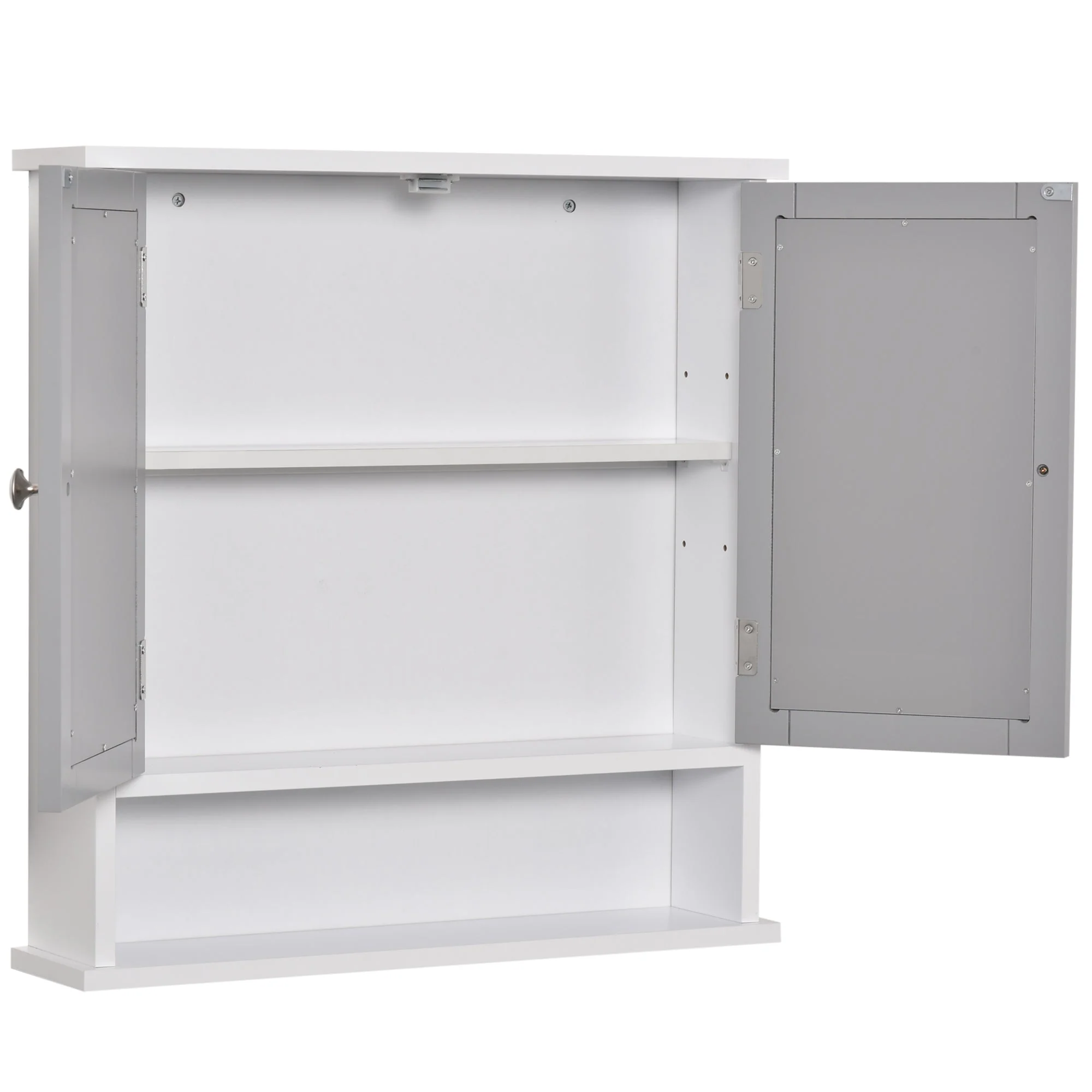 kleankin Mirror Cabinet Wall Mounted with Double Mirrored Doors - Image 6