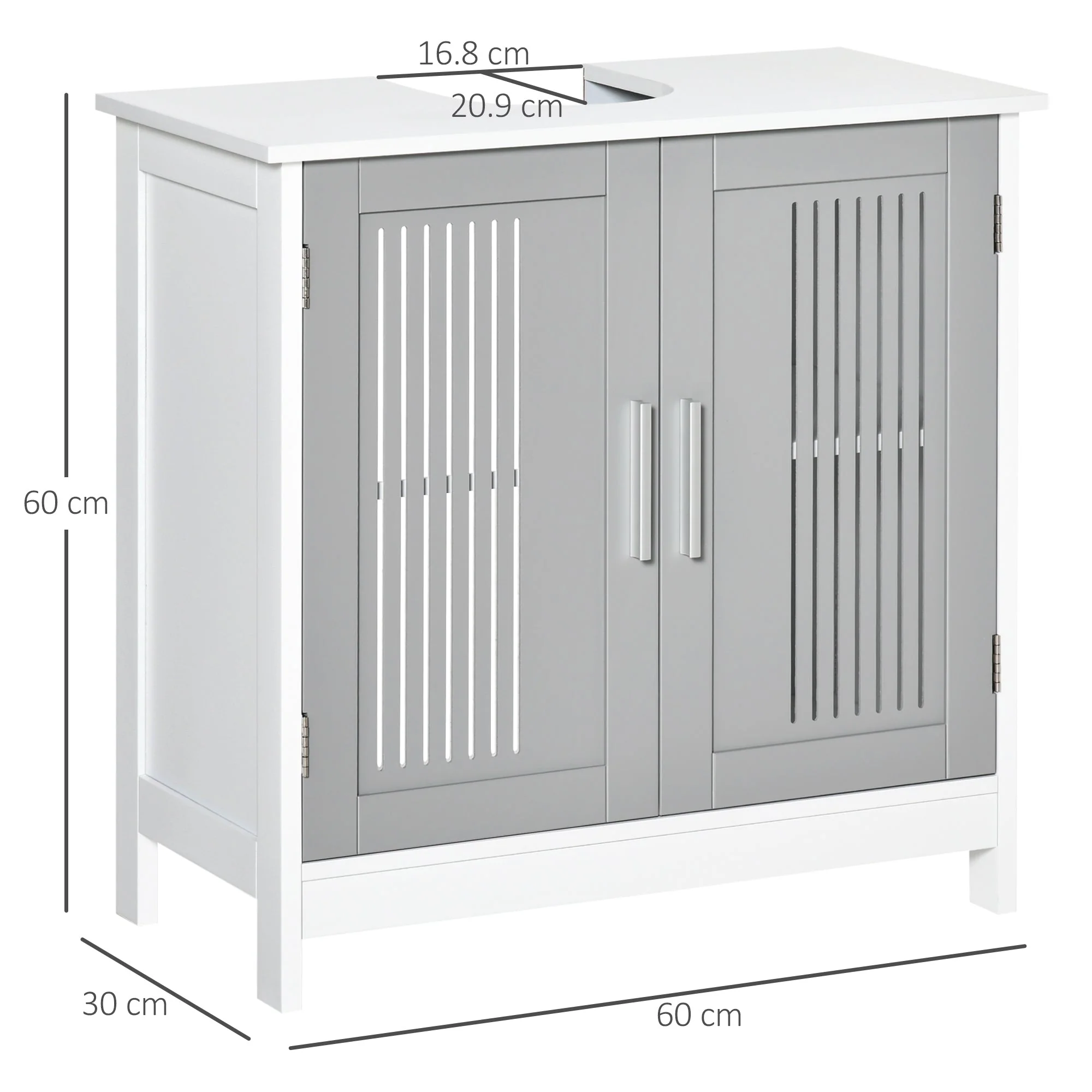 kleankin Modern Under Sink Cabinet with 2 Doors - Image 3