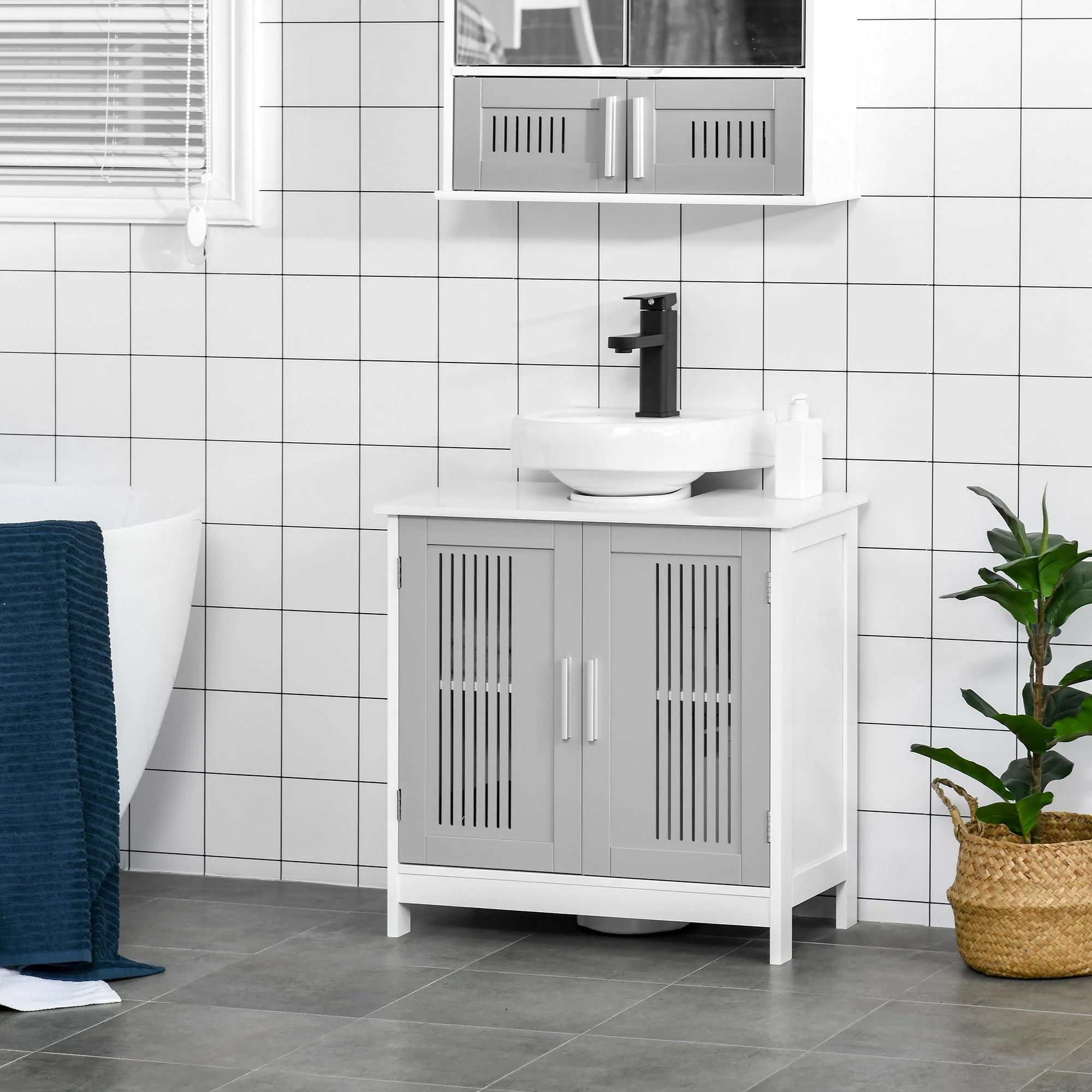 kleankin Modern Under Sink Cabinet with 2 Doors - Image 7