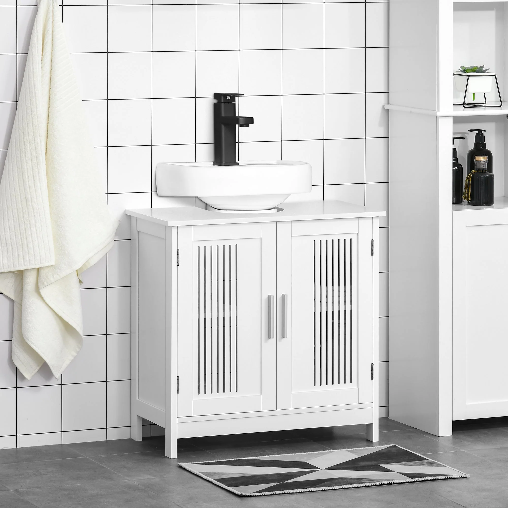 kleankin Modern Under Sink Cabinet with 2 Doors - Image 2