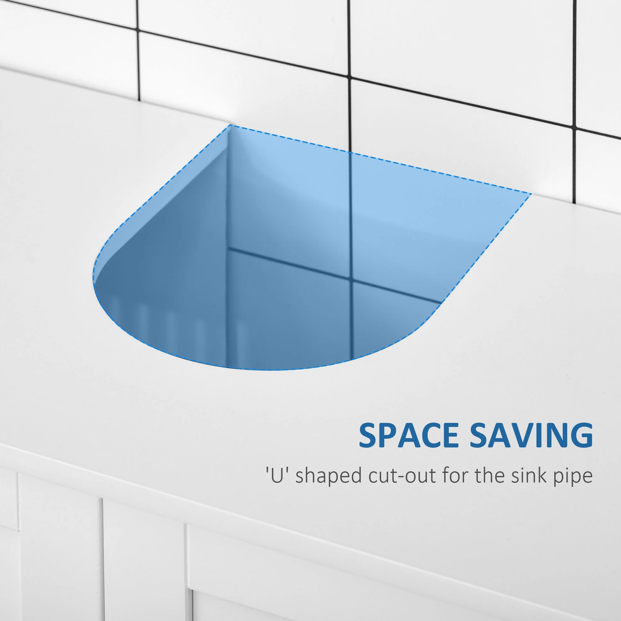 kleankin Modern Under Sink Cabinet with 2 Doors - Image 4