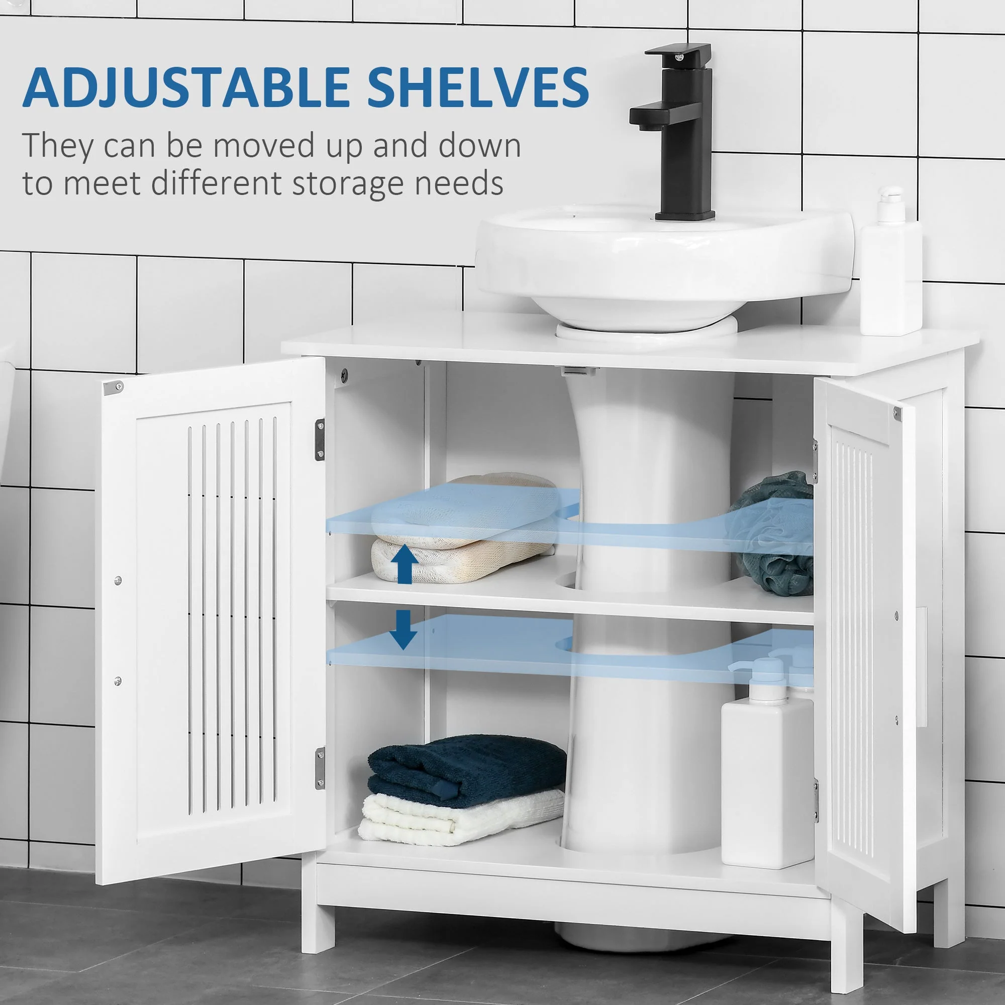 kleankin Modern Under Sink Cabinet with 2 Doors - Image 5