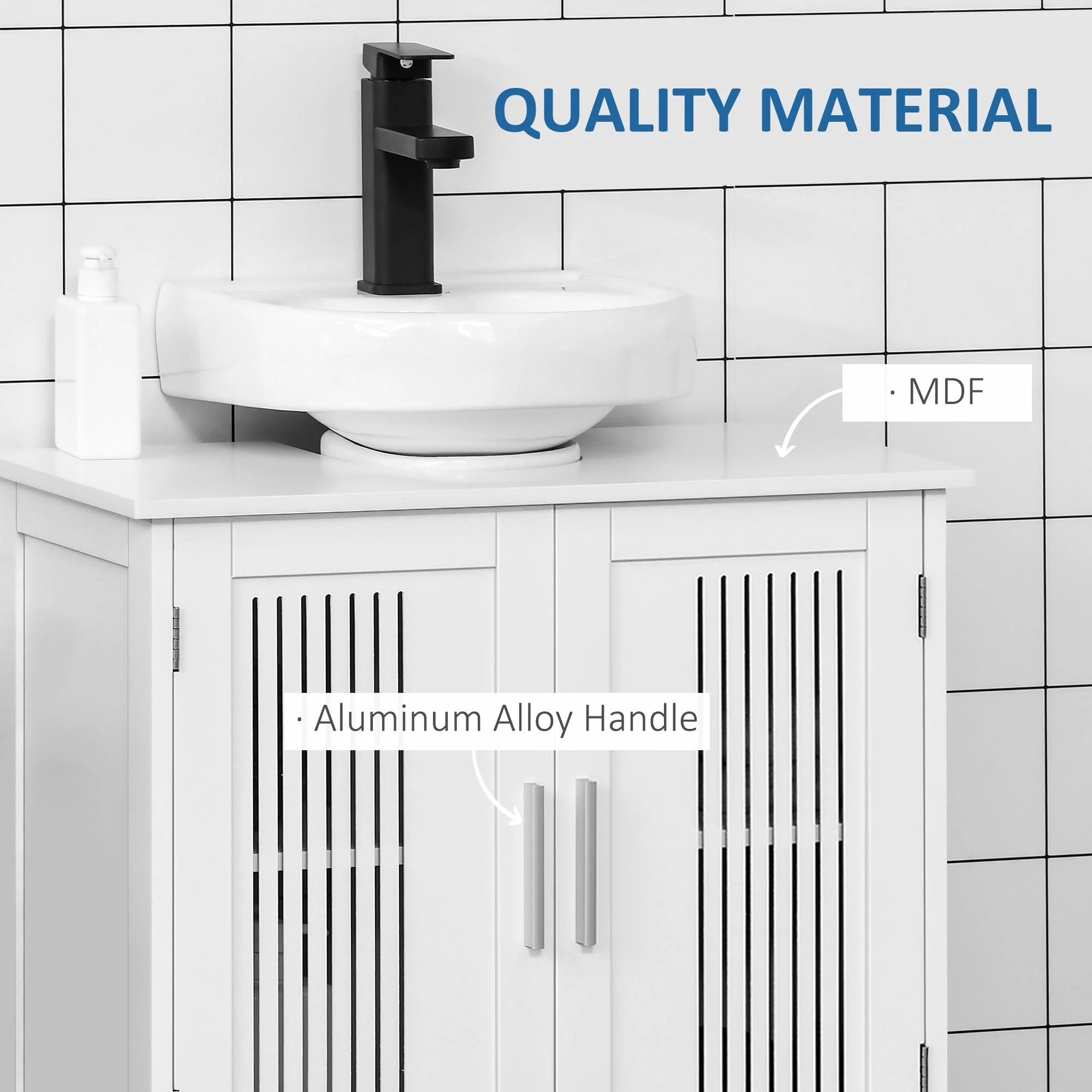 kleankin Modern Under Sink Cabinet with 2 Doors - Image 6