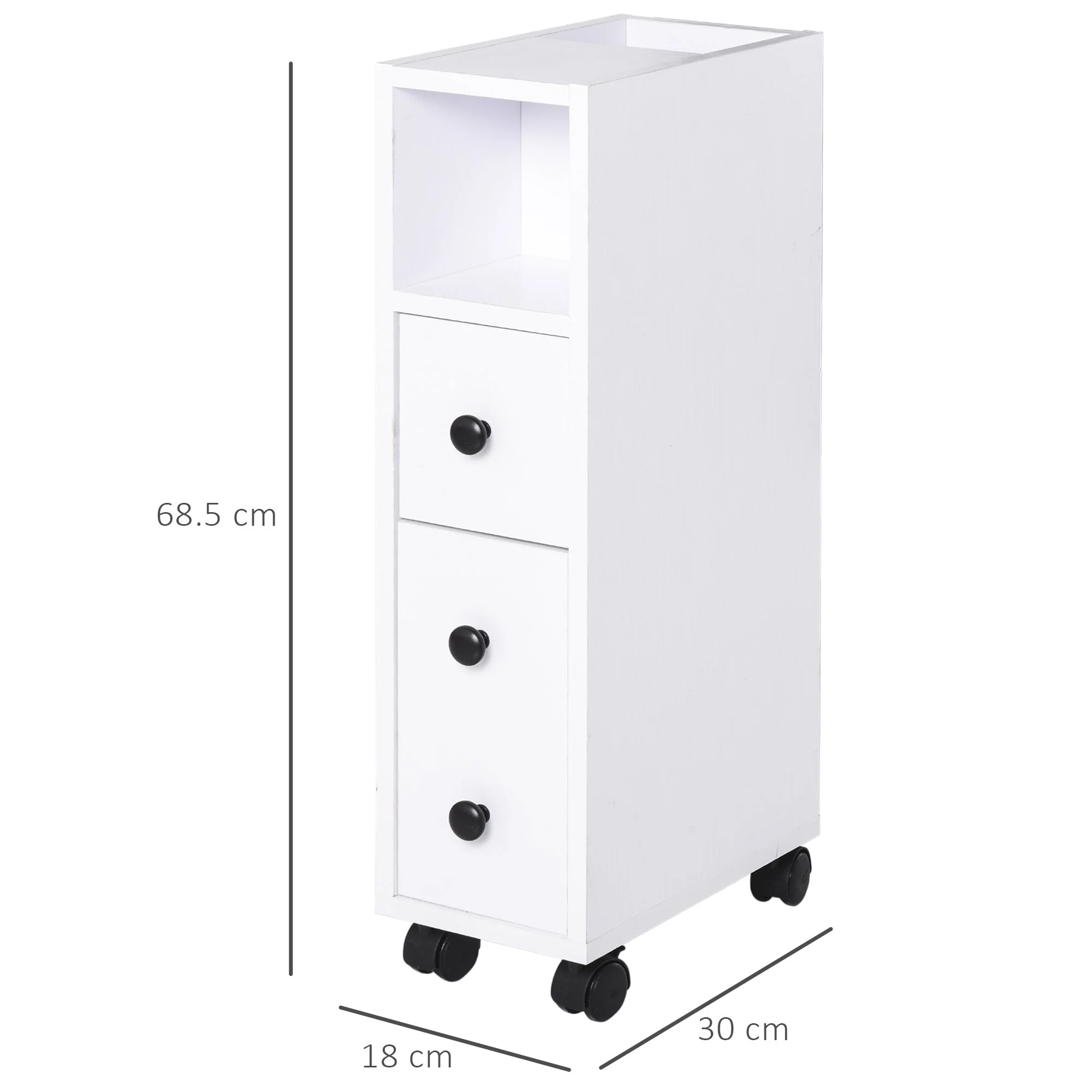 kleankin Particle Board Compact Bathroom Drawers White - Image 2