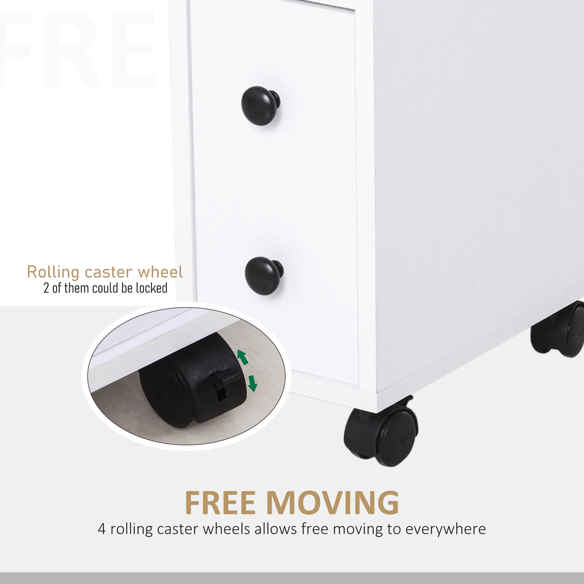 kleankin Particle Board Compact Bathroom Drawers White - Image 4