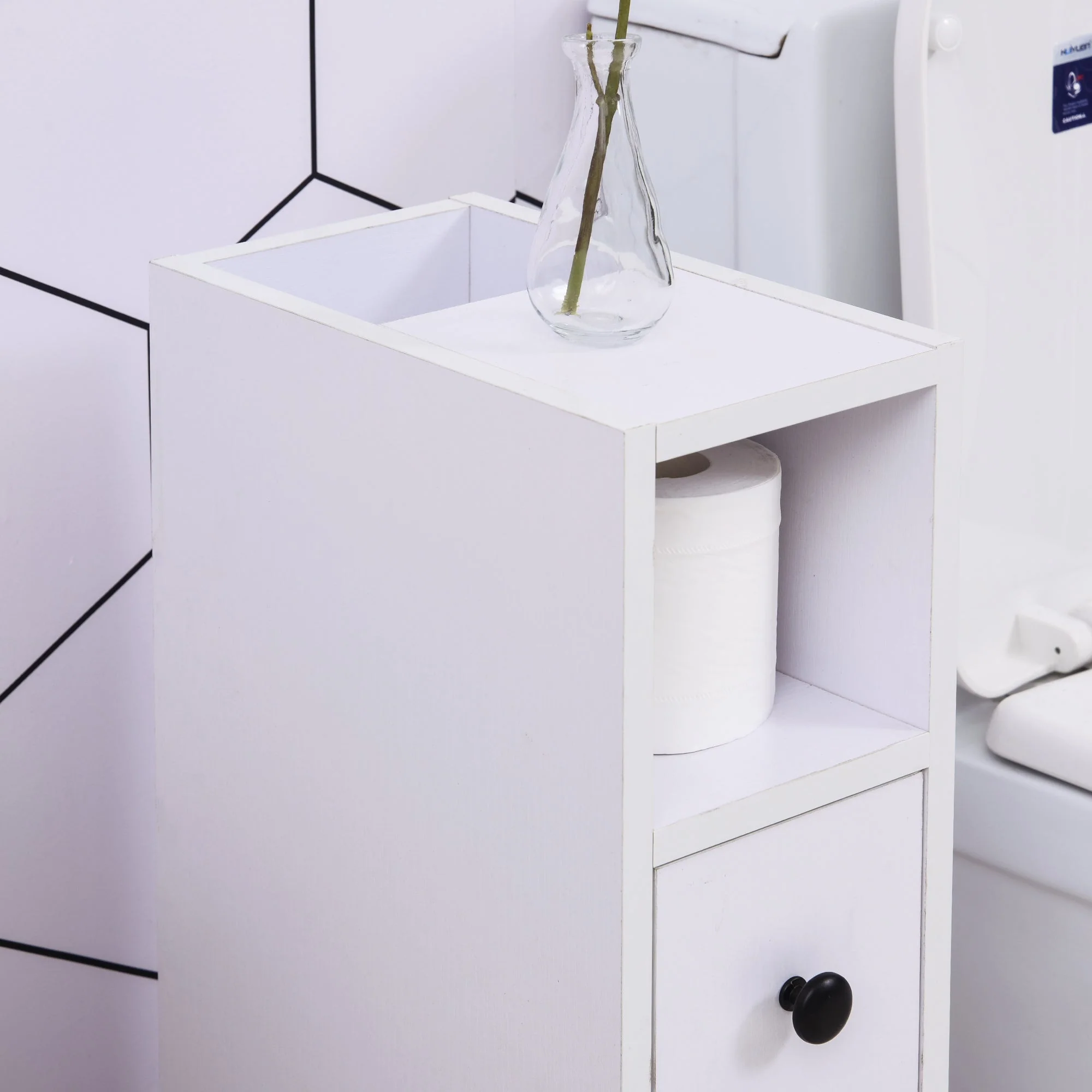 kleankin Particle Board Compact Bathroom Drawers White - Image 6