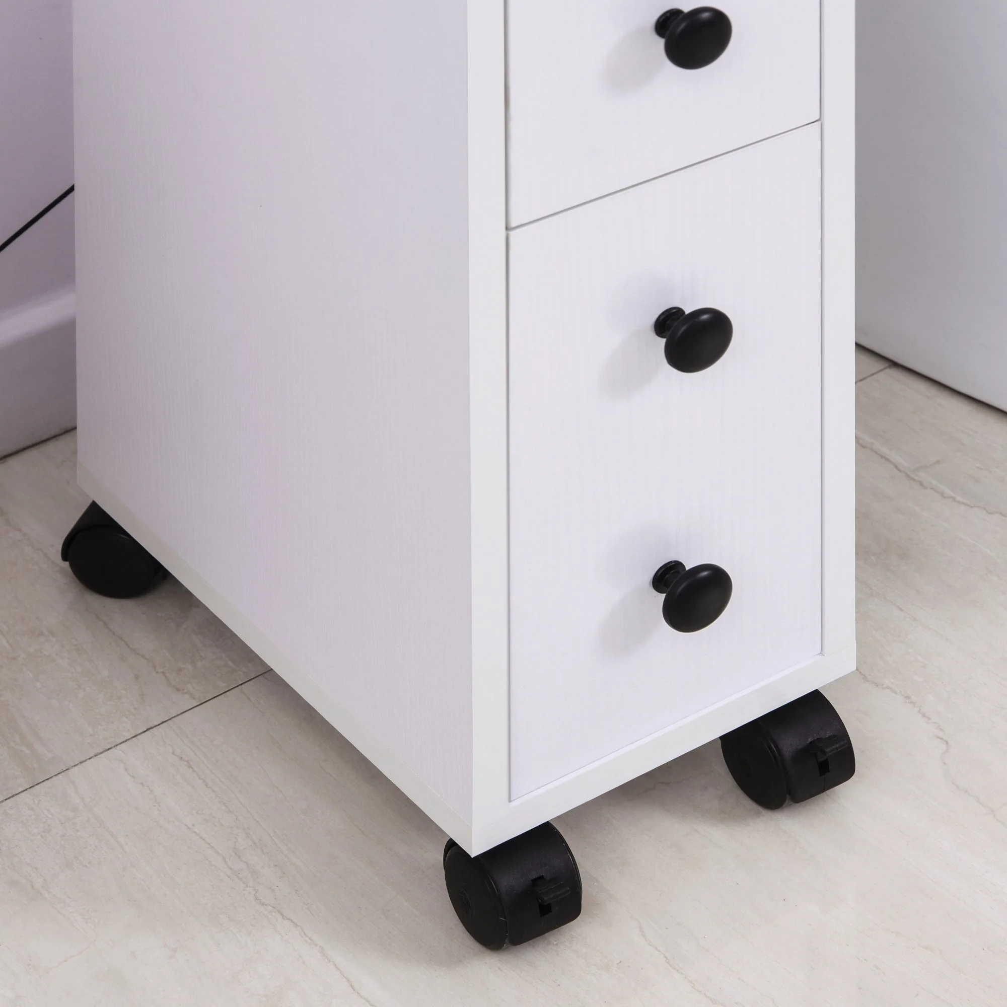 kleankin Particle Board Compact Bathroom Drawers White - Image 7