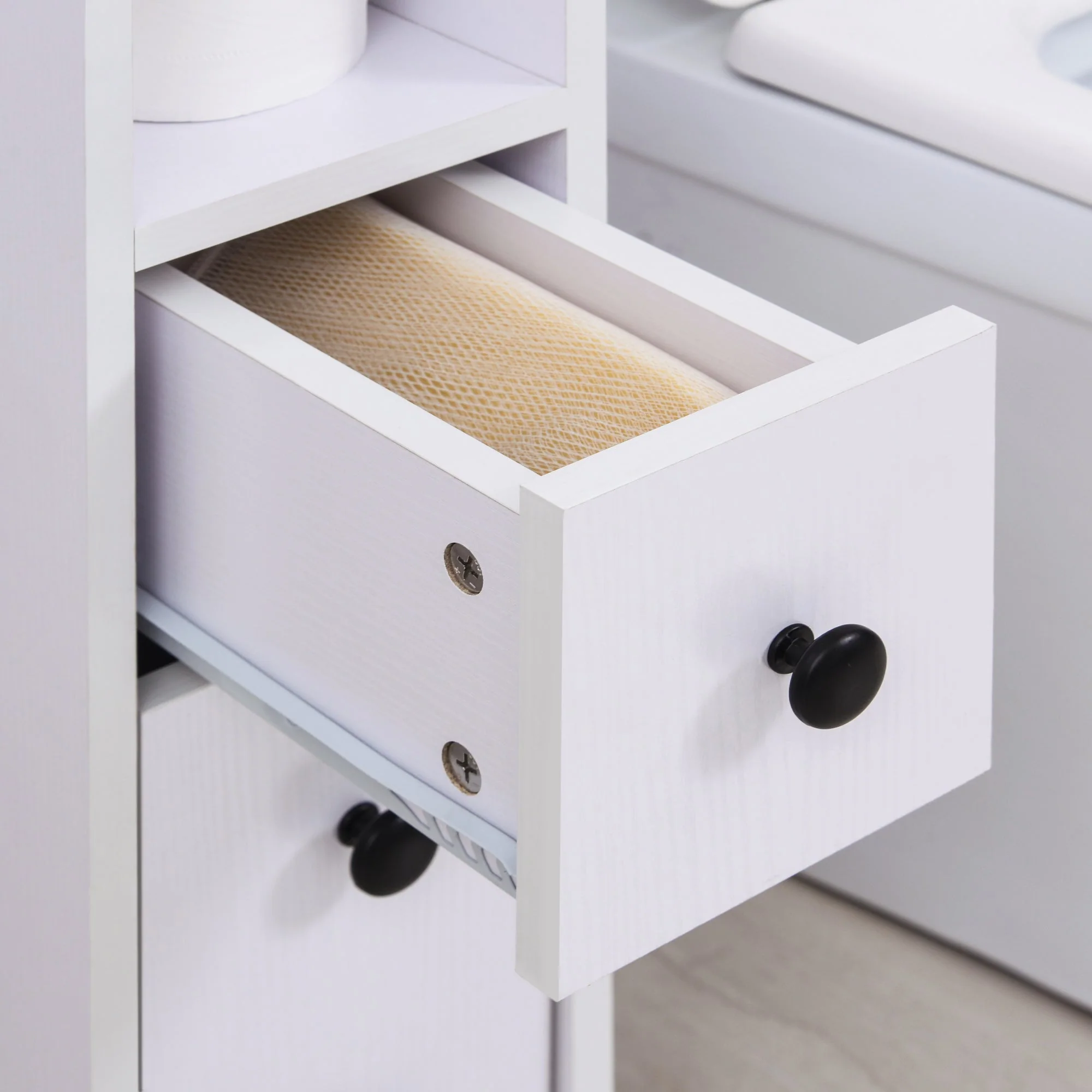 kleankin Particle Board Compact Bathroom Drawers White - Image 8