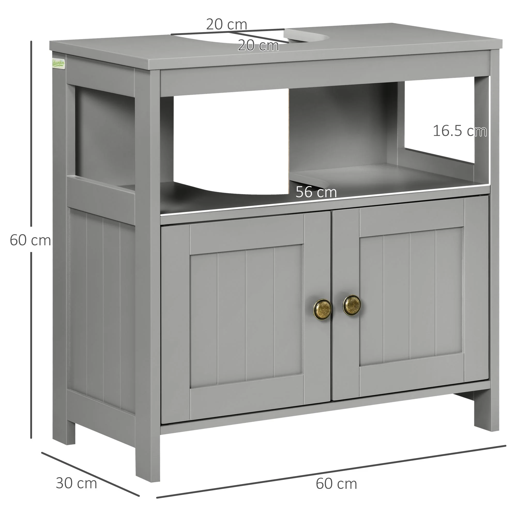 kleankin Pedestal Under Sink Cabinet with Double Doors - Image 2
