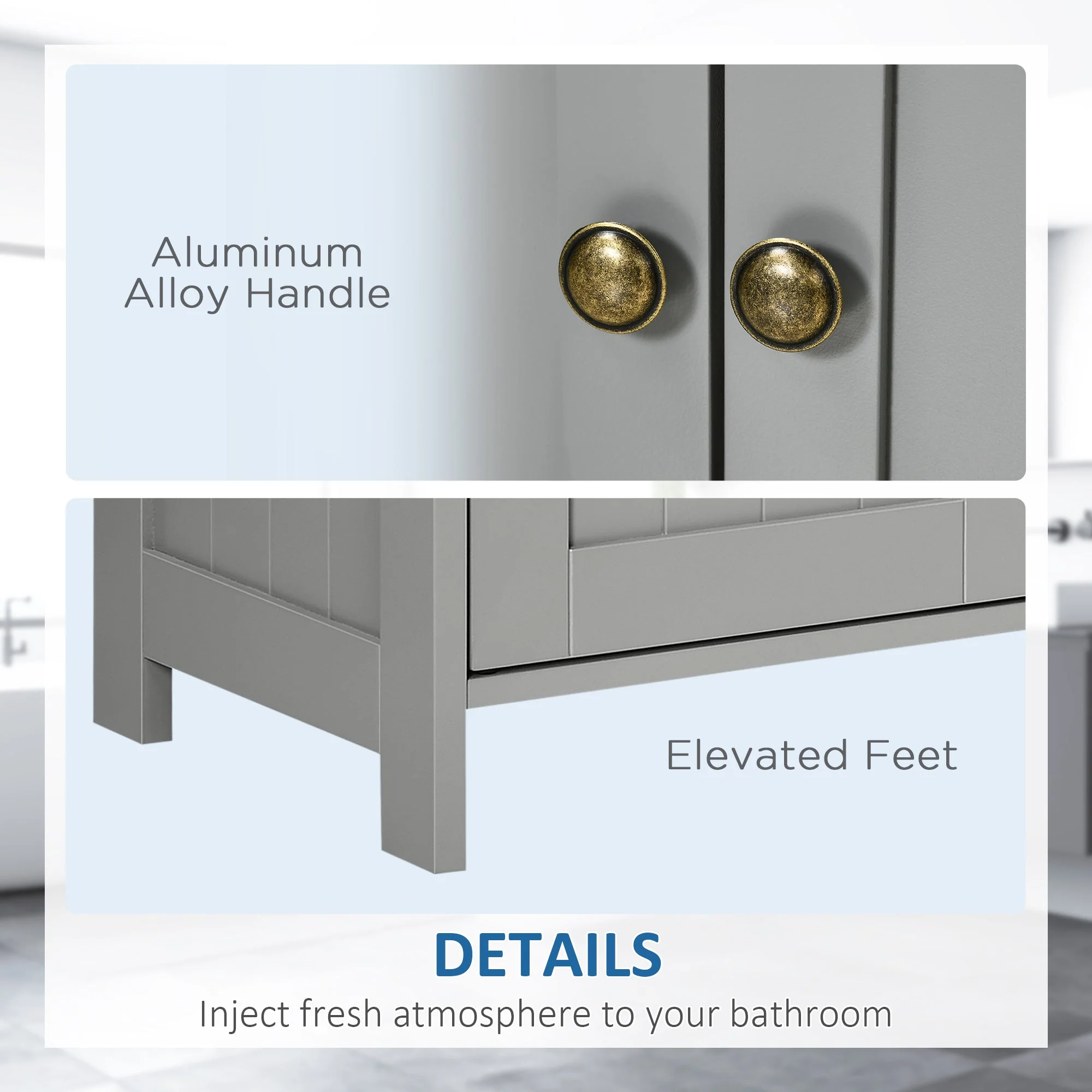 kleankin Pedestal Under Sink Cabinet with Double Doors - Image 5