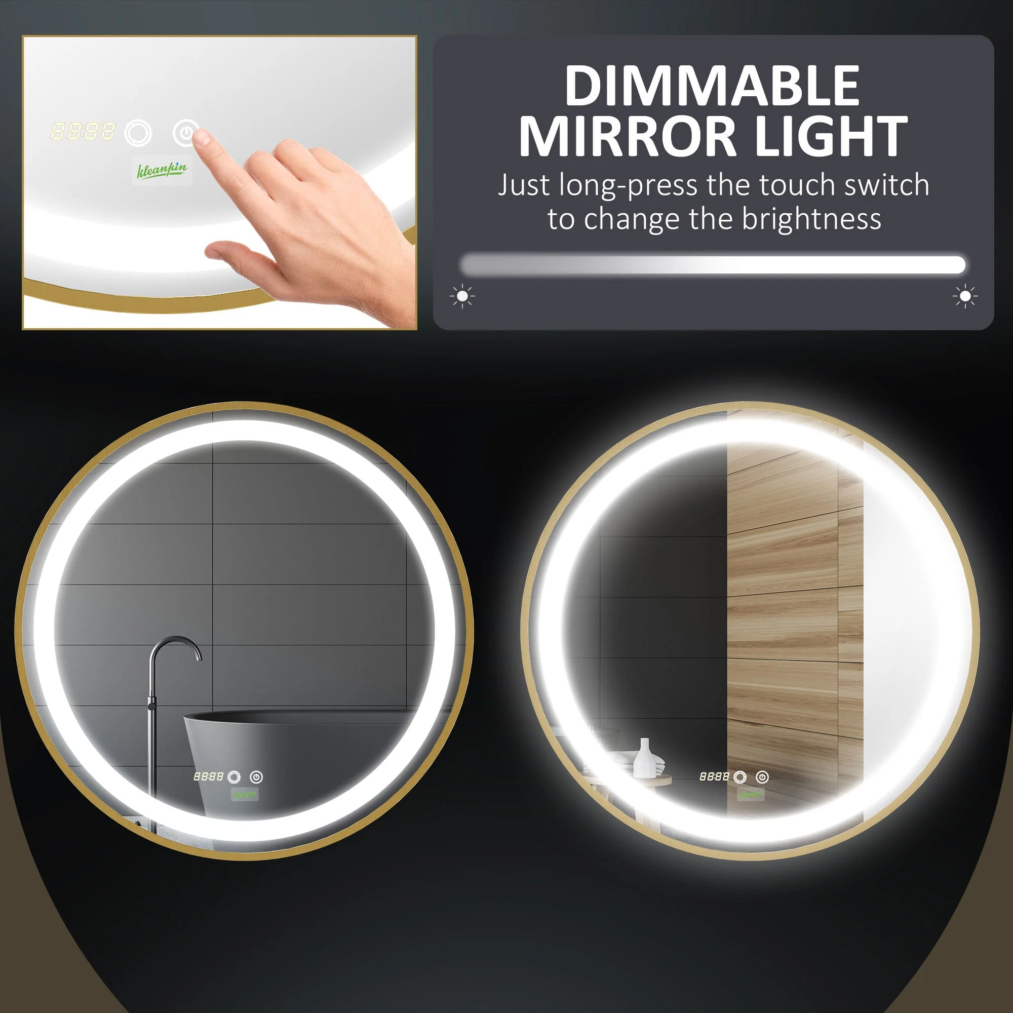 kleankin Round LED Bathroom Mirror - Image 5
