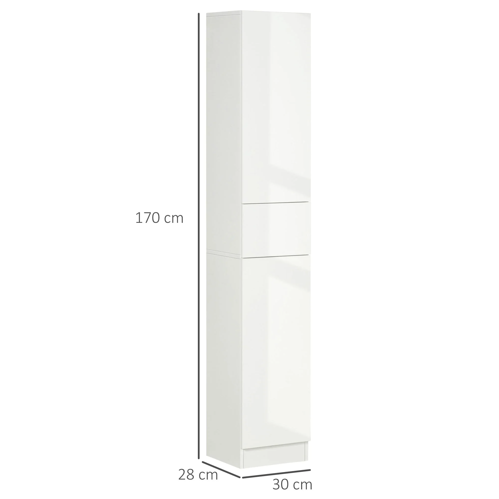 kleankin Tall Bathroom Cabinet with Adjustable Shelves - Image 2