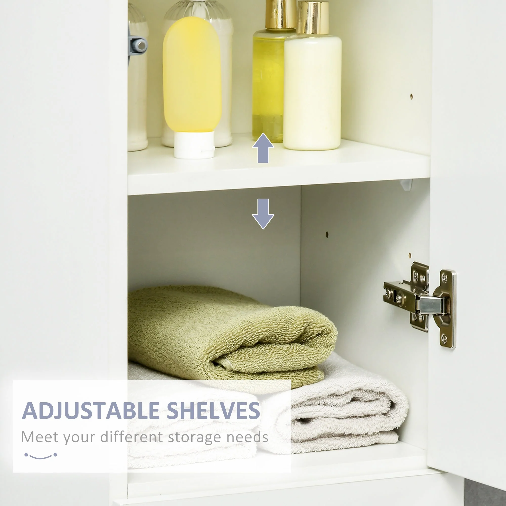 kleankin Tall Bathroom Cabinet with Adjustable Shelves - Image 5