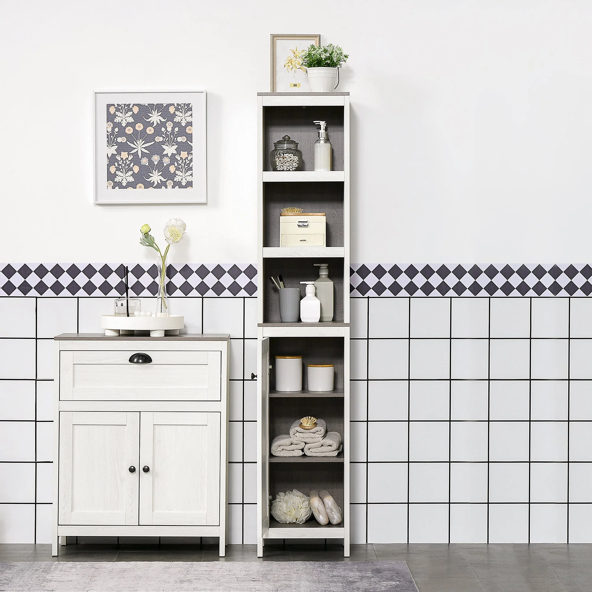 kleankin Tall Bathroom Storage Cabinet - Image 2