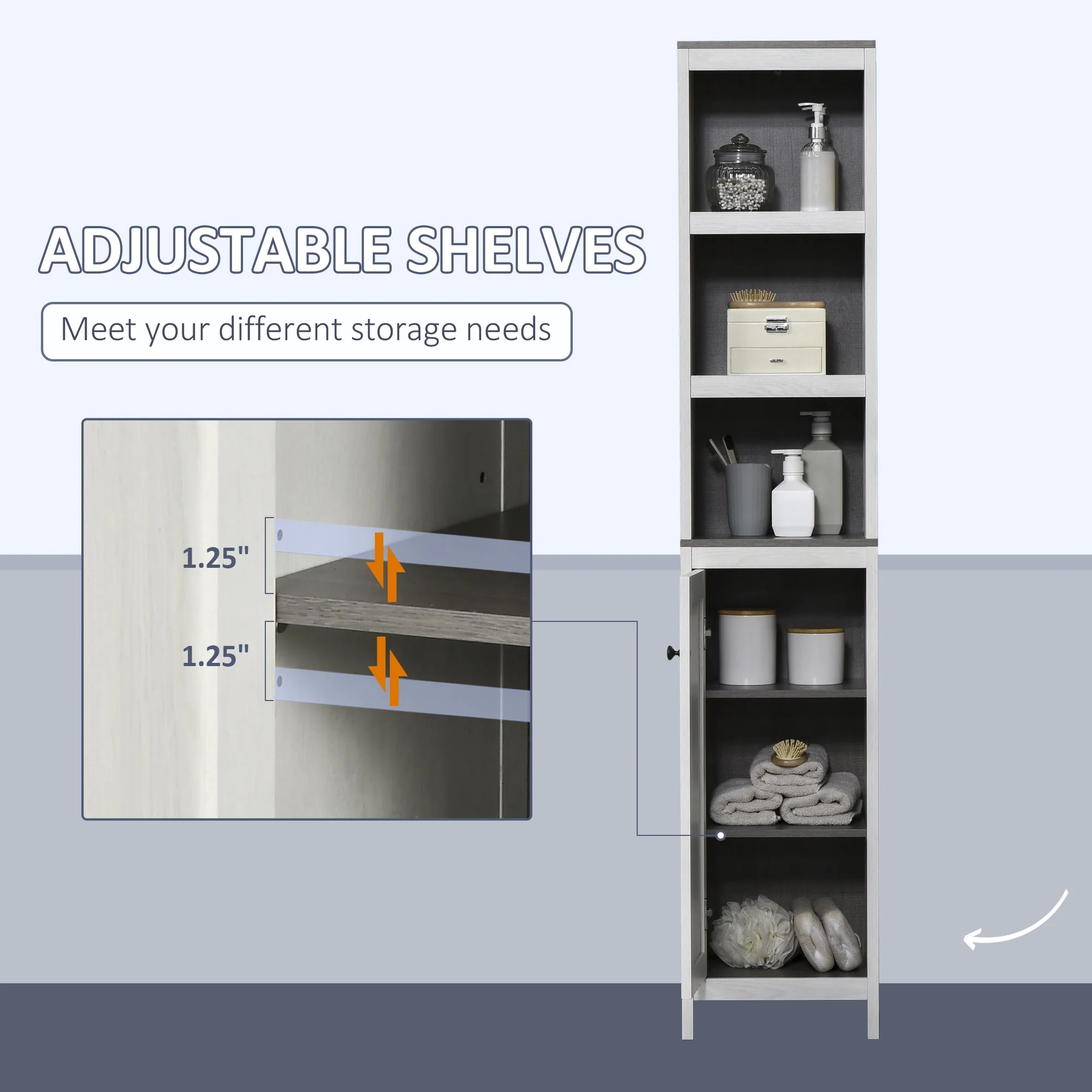 kleankin Tall Bathroom Storage Cabinet - Image 5