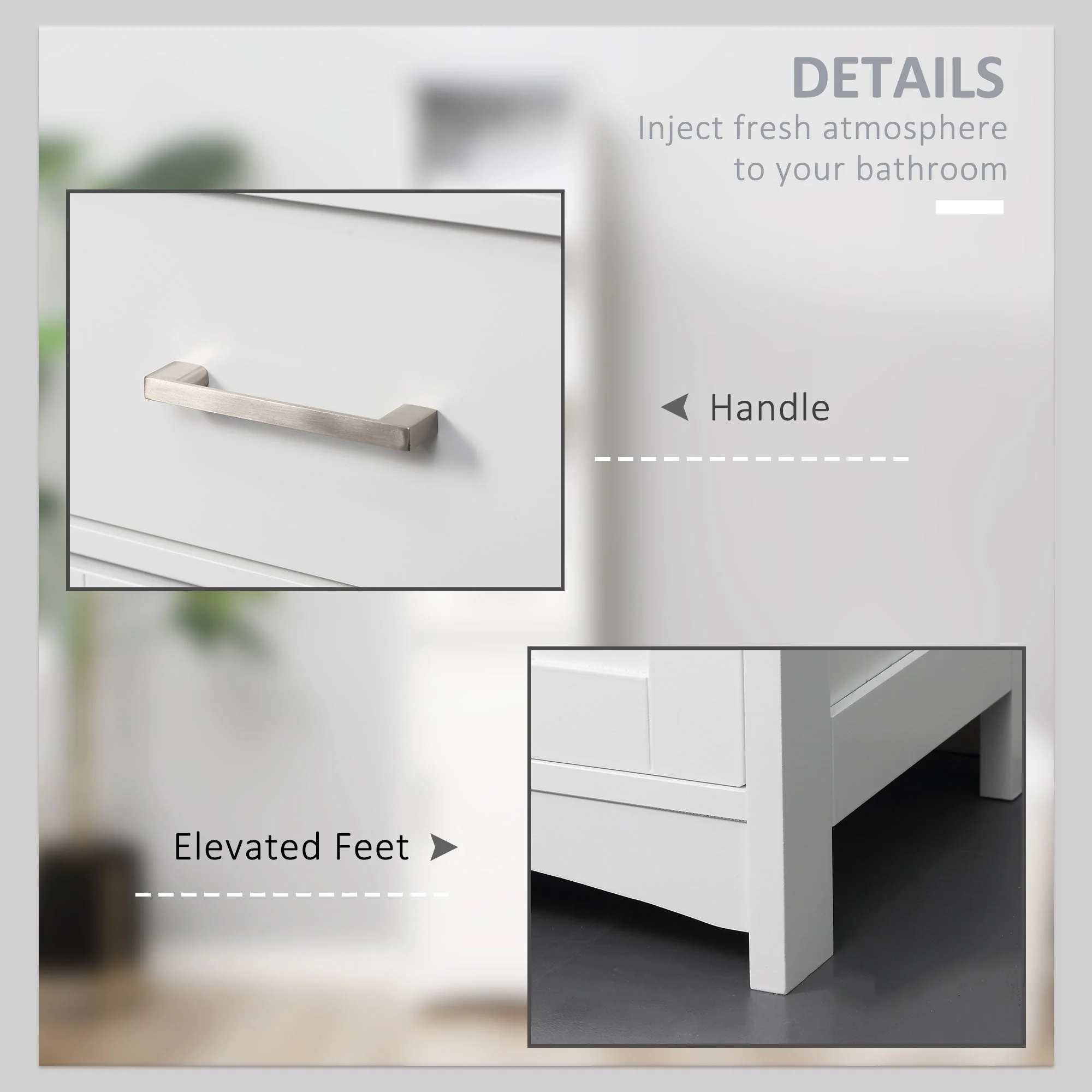 kleankin Tall Bathroom Storage Cabinet with 3 Tier Shelf - Image 6