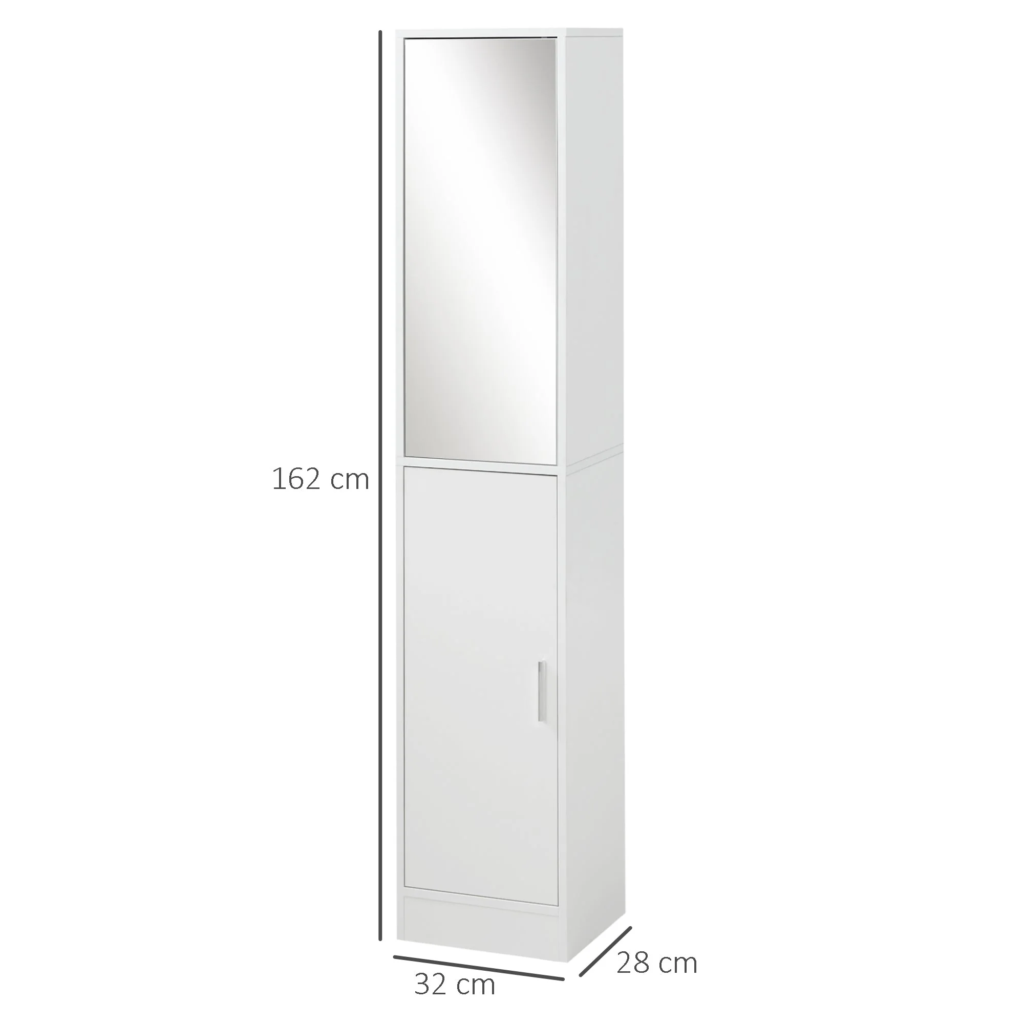 kleankin Tall Mirrored Bathroom Cabinet - Image 3