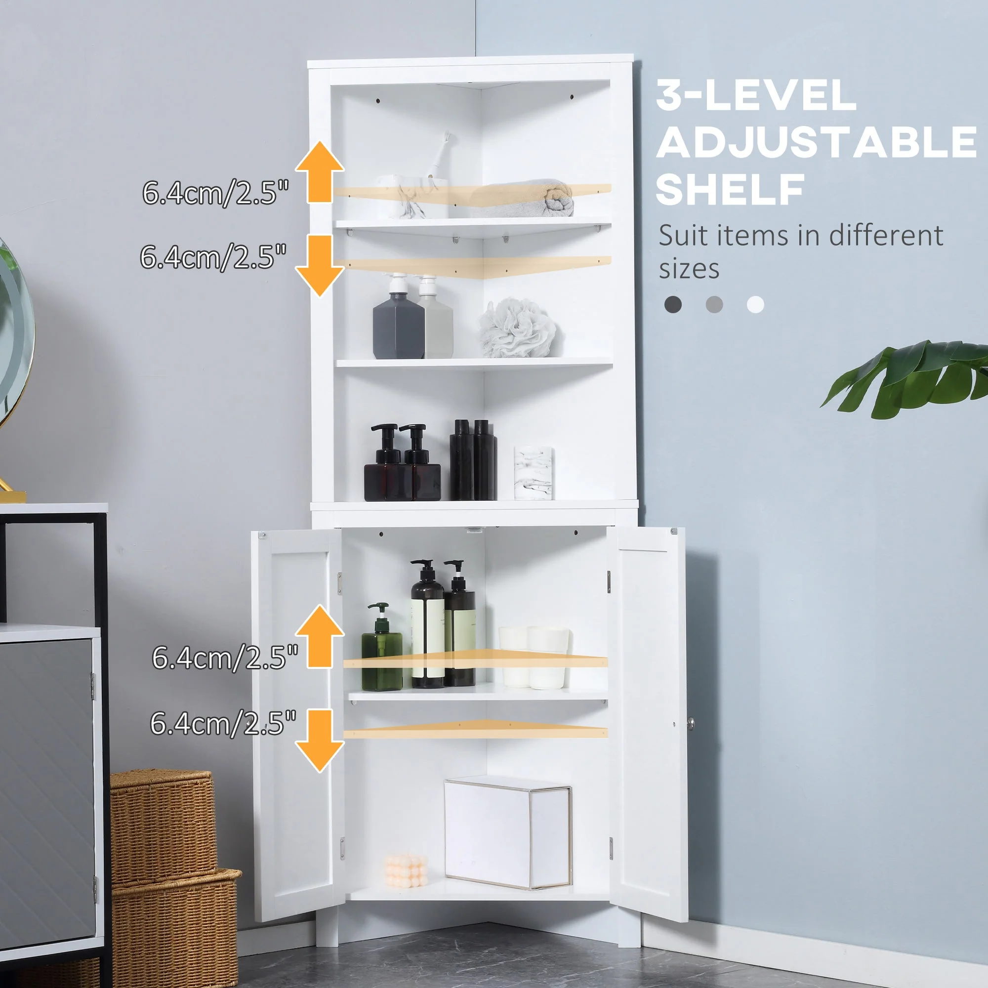kleankin Triangle Bathroom Cabinet - Image 4