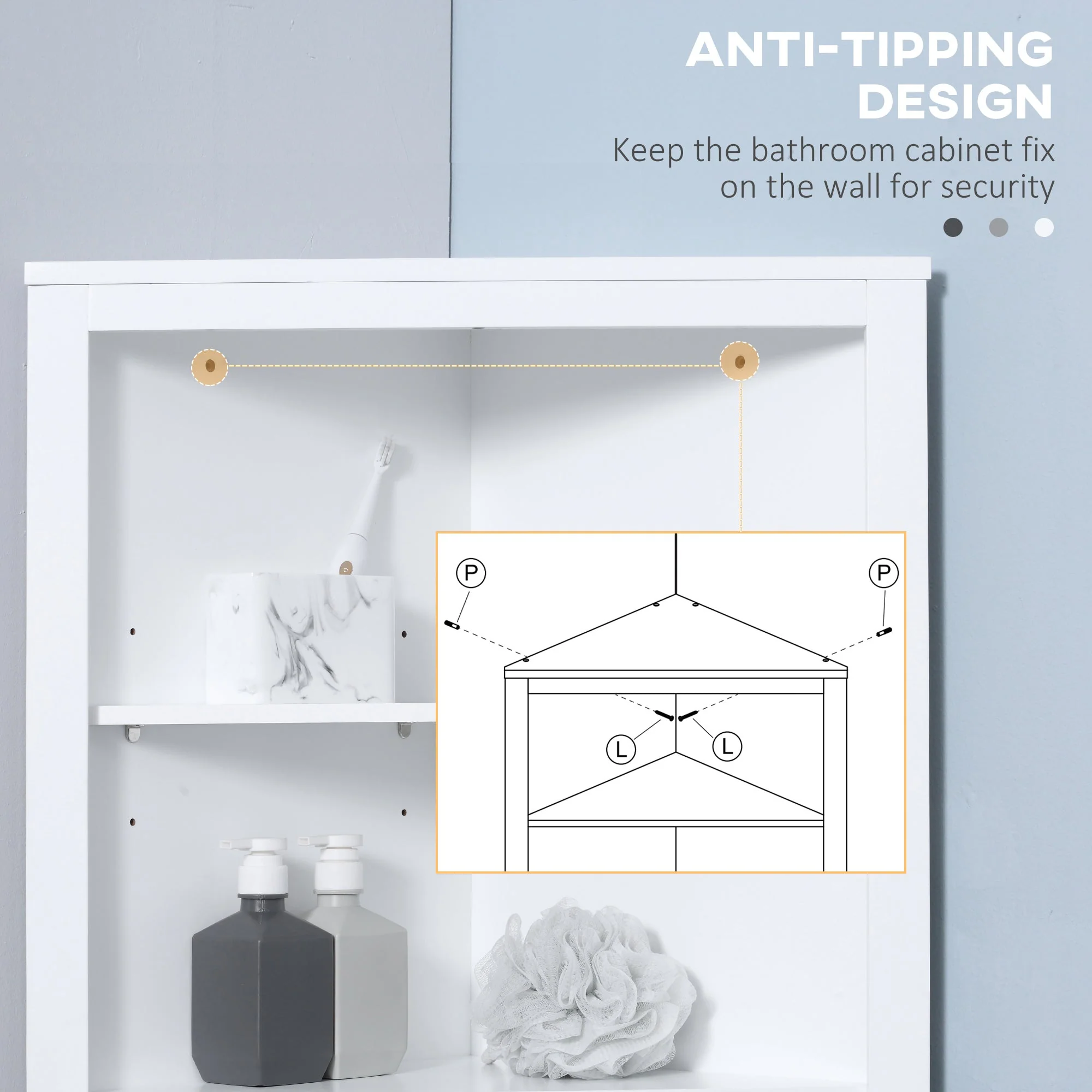 kleankin Triangle Bathroom Cabinet - Image 5
